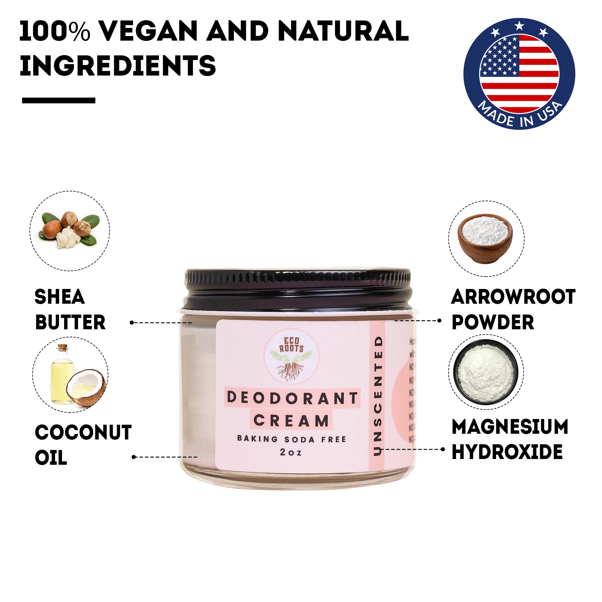 ECO ROOTS Déodorant crème application sous les bras, iconographie pratique.