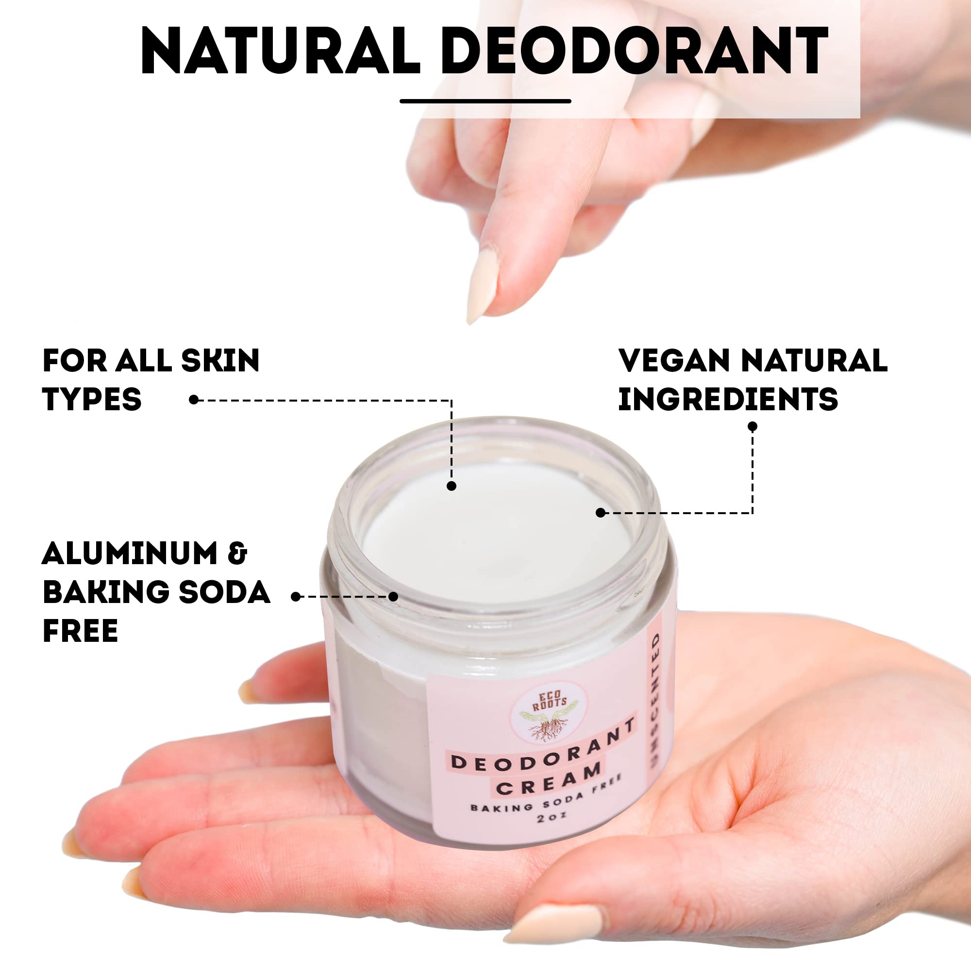 ECO ROOTS Déodorant crème inodore, sans parfum, fraîcheur discrète.