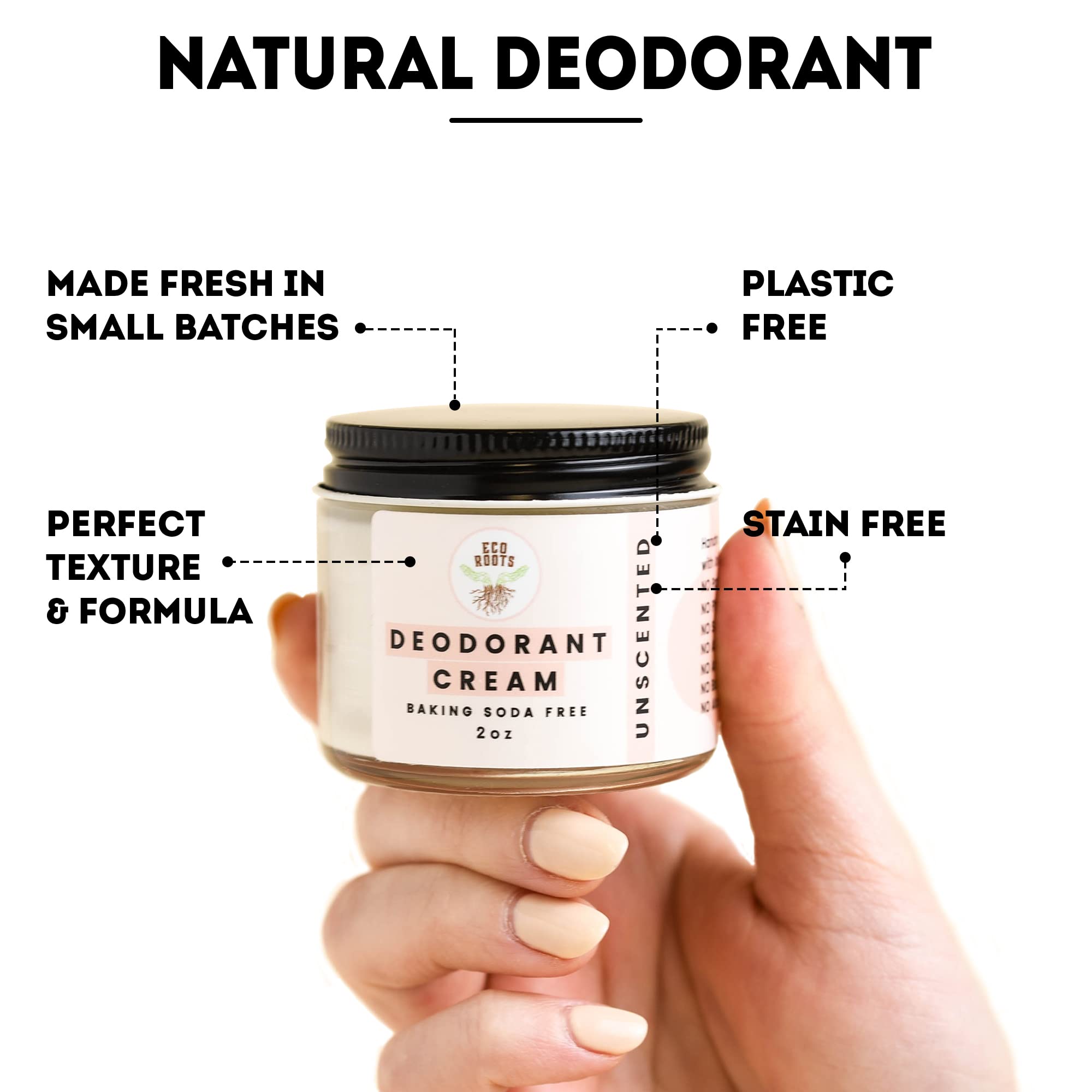 ECO ROOTS Déodorant crème usage quotidien, réapplication possible selon les besoins.