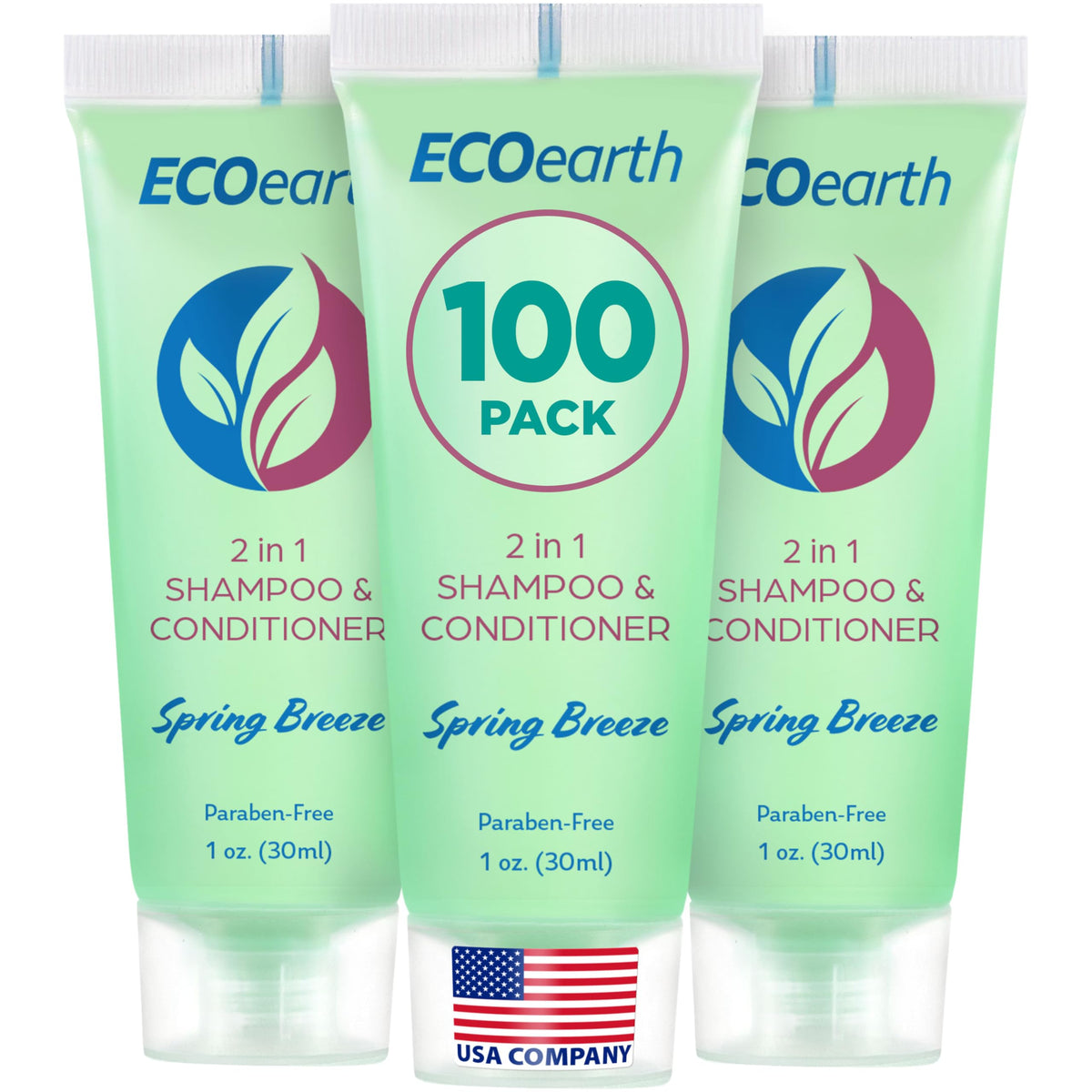 EcoEarth Shampoing 2-en-1 en flacon voyage, pratique pour les courts séjours.