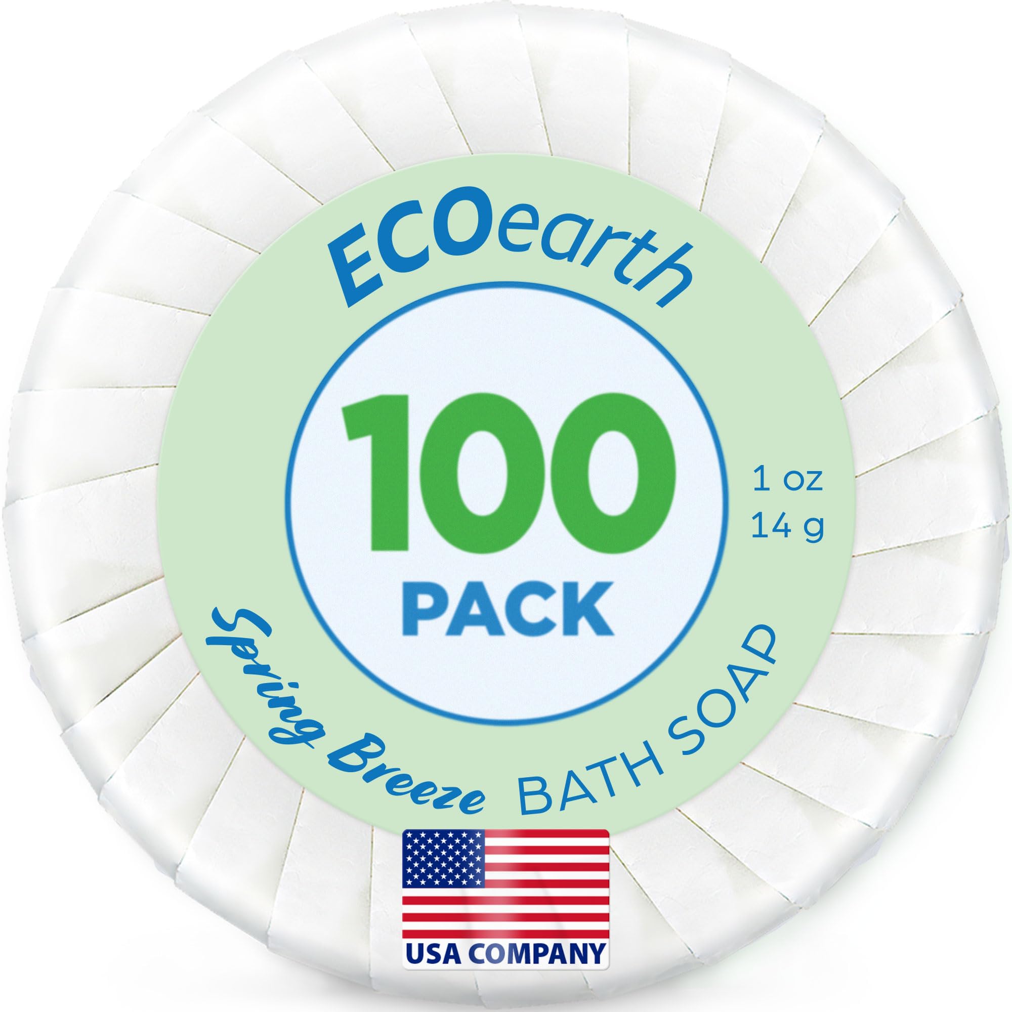 EcoEarth Savon hôtel Spring Breeze, format 28 g, lot de 100 – pratique pour les chambres.