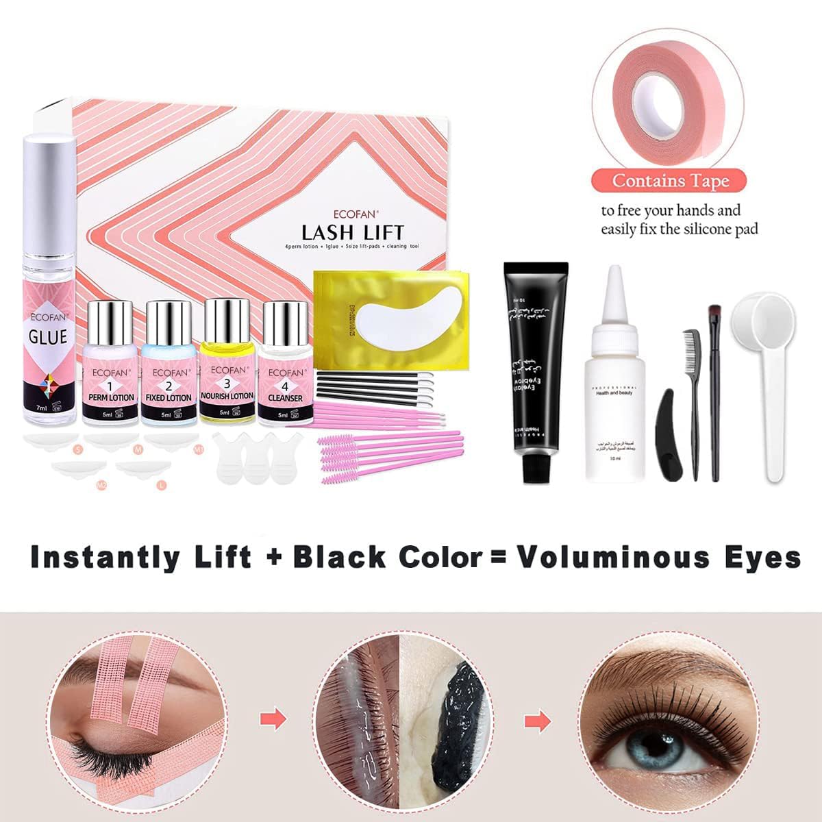 ECOFAN Lash Lift – roulettes en silicone tailles S à L pour une courbure adaptée.