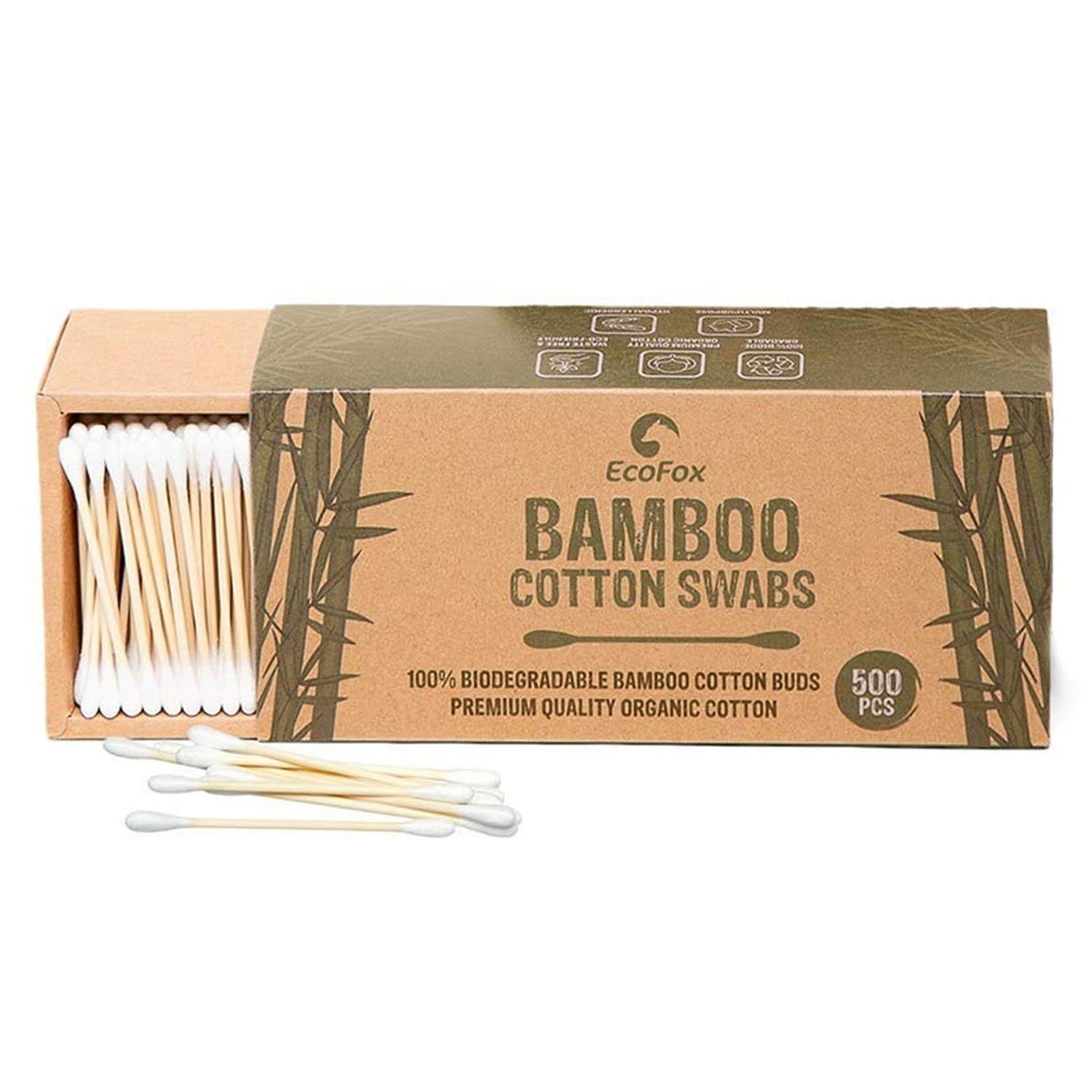EcoFox bâtonnets bambou coton embouts doubles, précision pour applications ciblées.