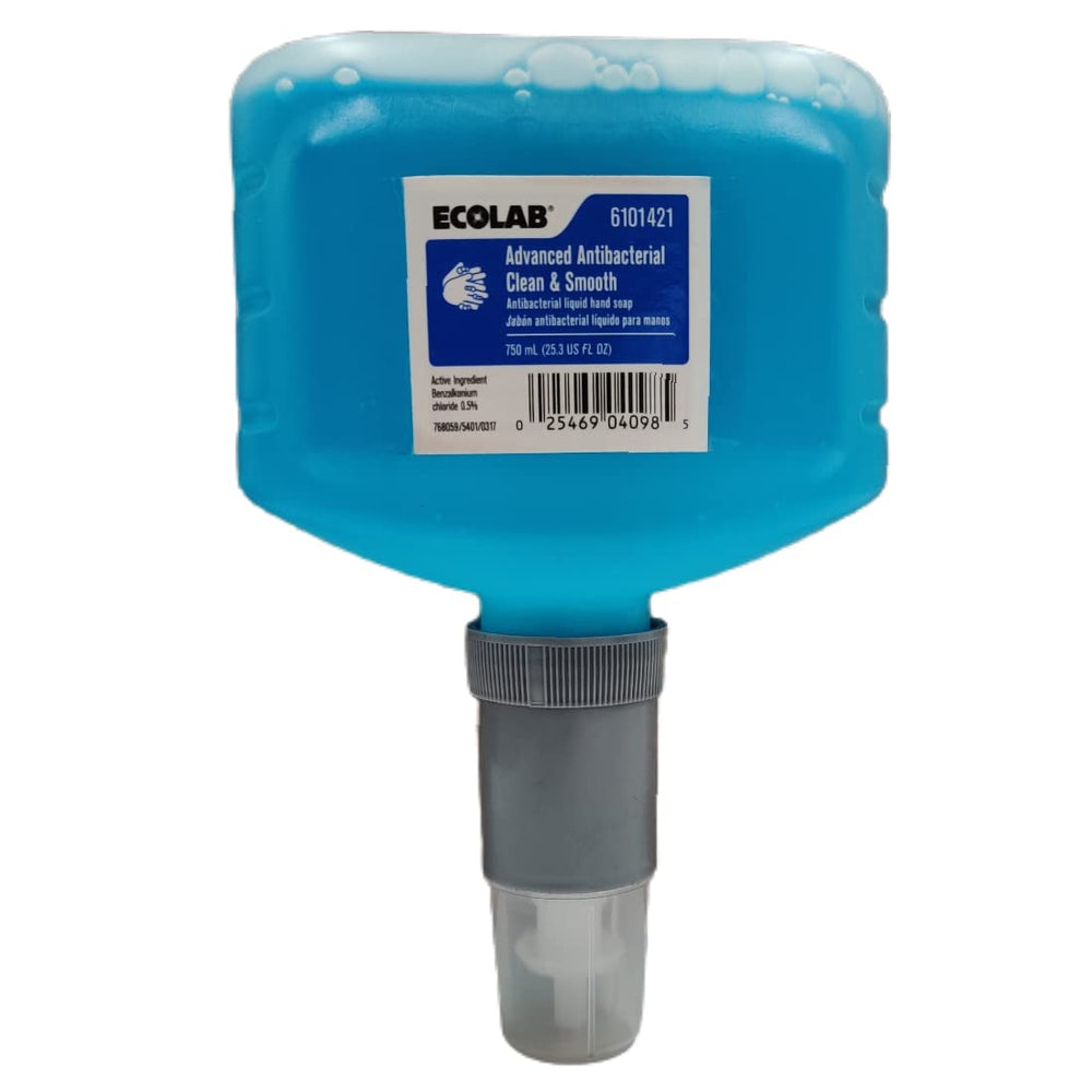 Savon liquide pour mains Ecolab, bouteille 750 ml, hydratant et antibactérien.