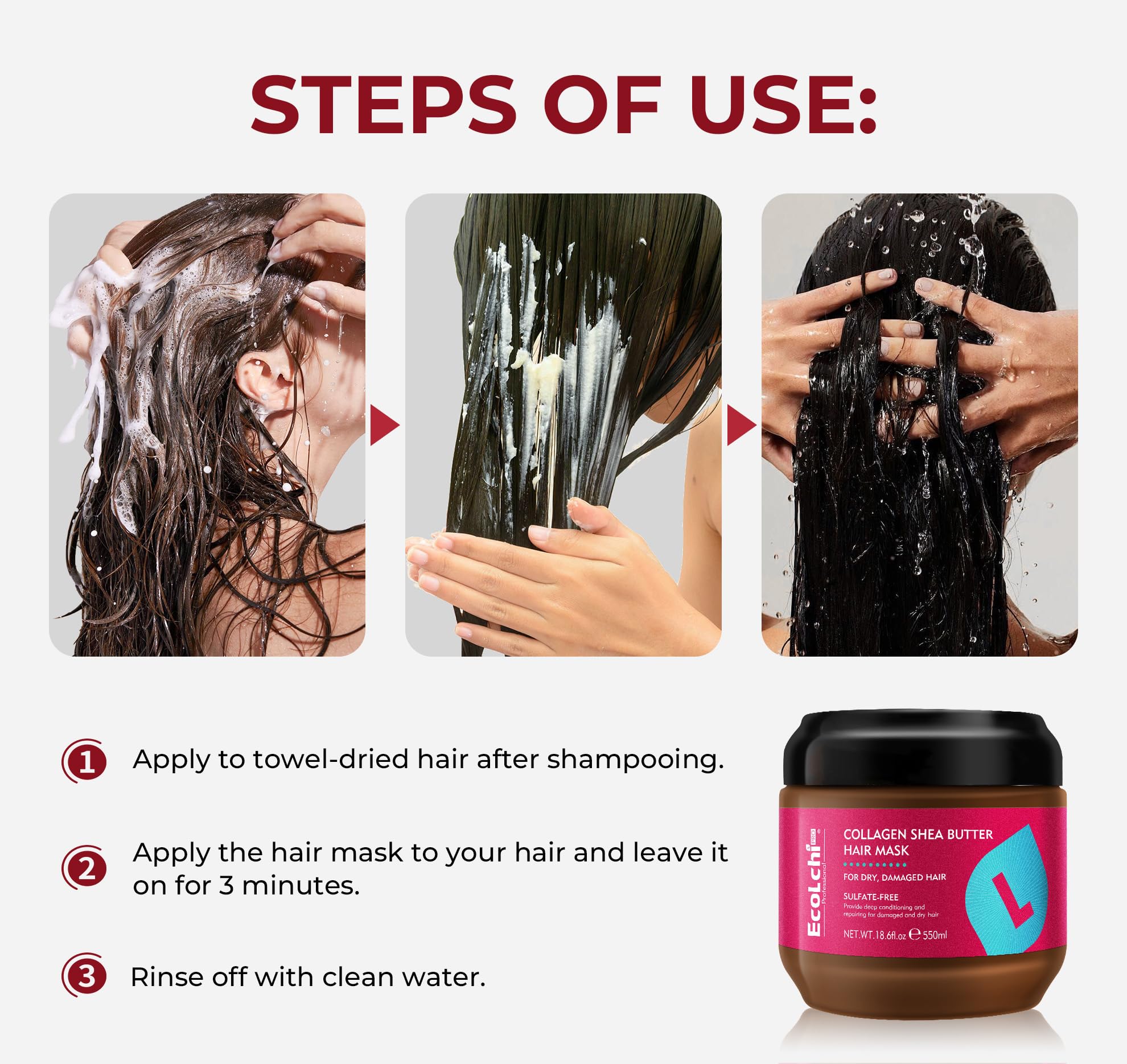 ECOLCHIPRO Masque – cheveux secs et endommagés bénéficient d'une douceur.