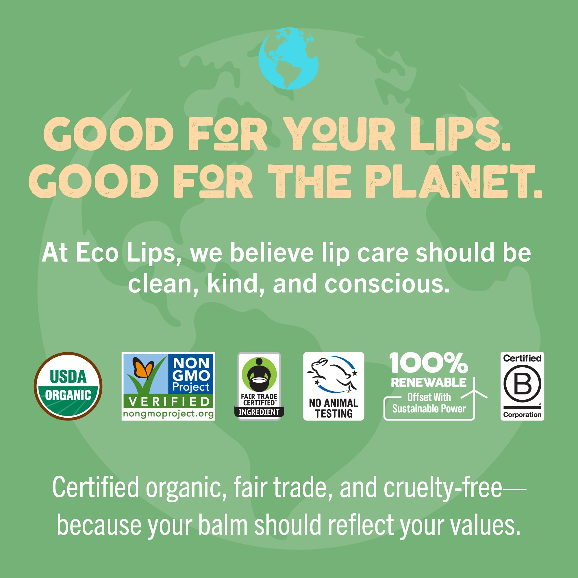 Cruelty-free Leaping Bunny certification on Eco Lips lip balm