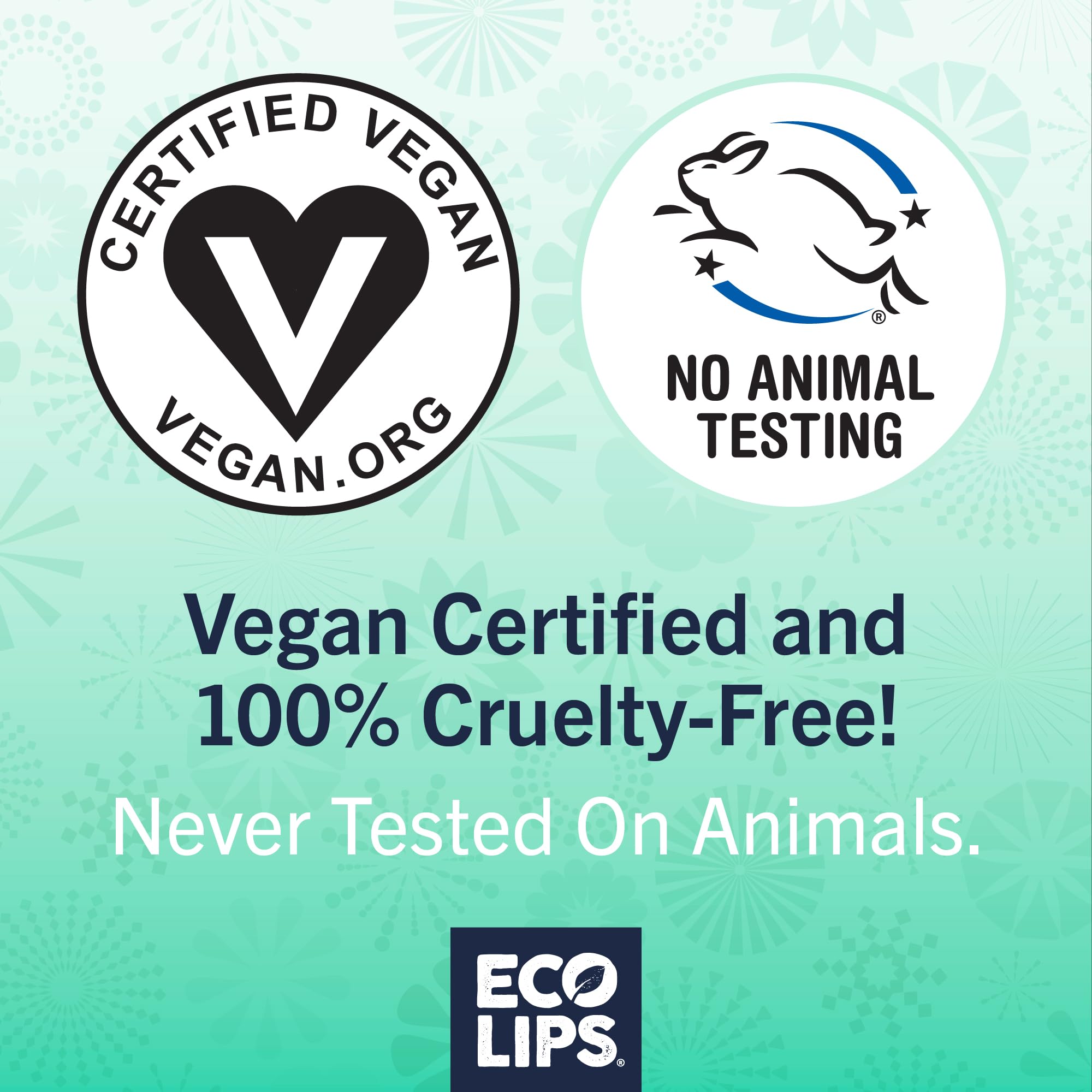Etiquette propre Eco Lips met en avant vegan et sans cruauté.