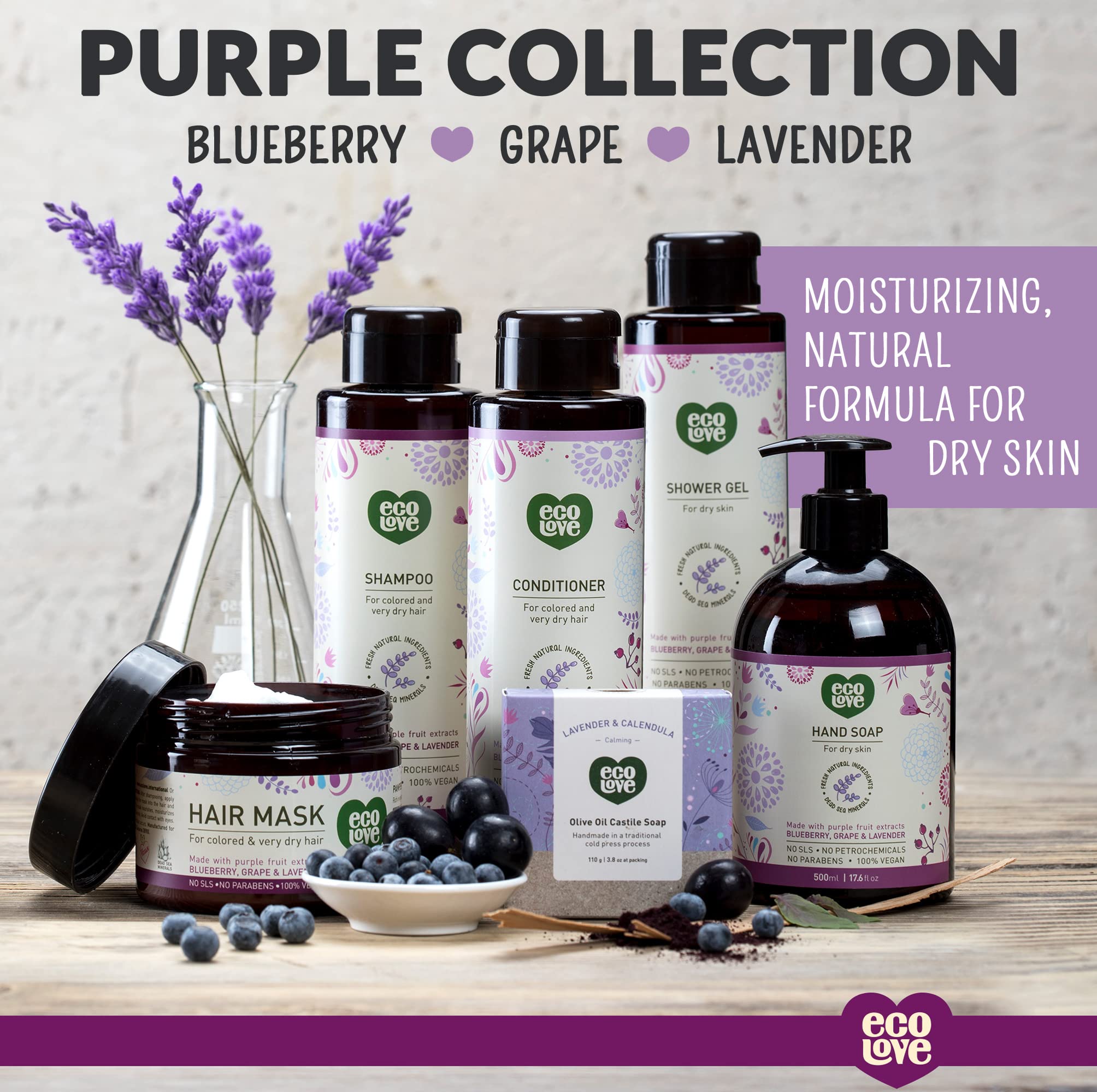 ecoLove – Ingrédients naturels riches et extraits botaniques pour nourrir la peau.
