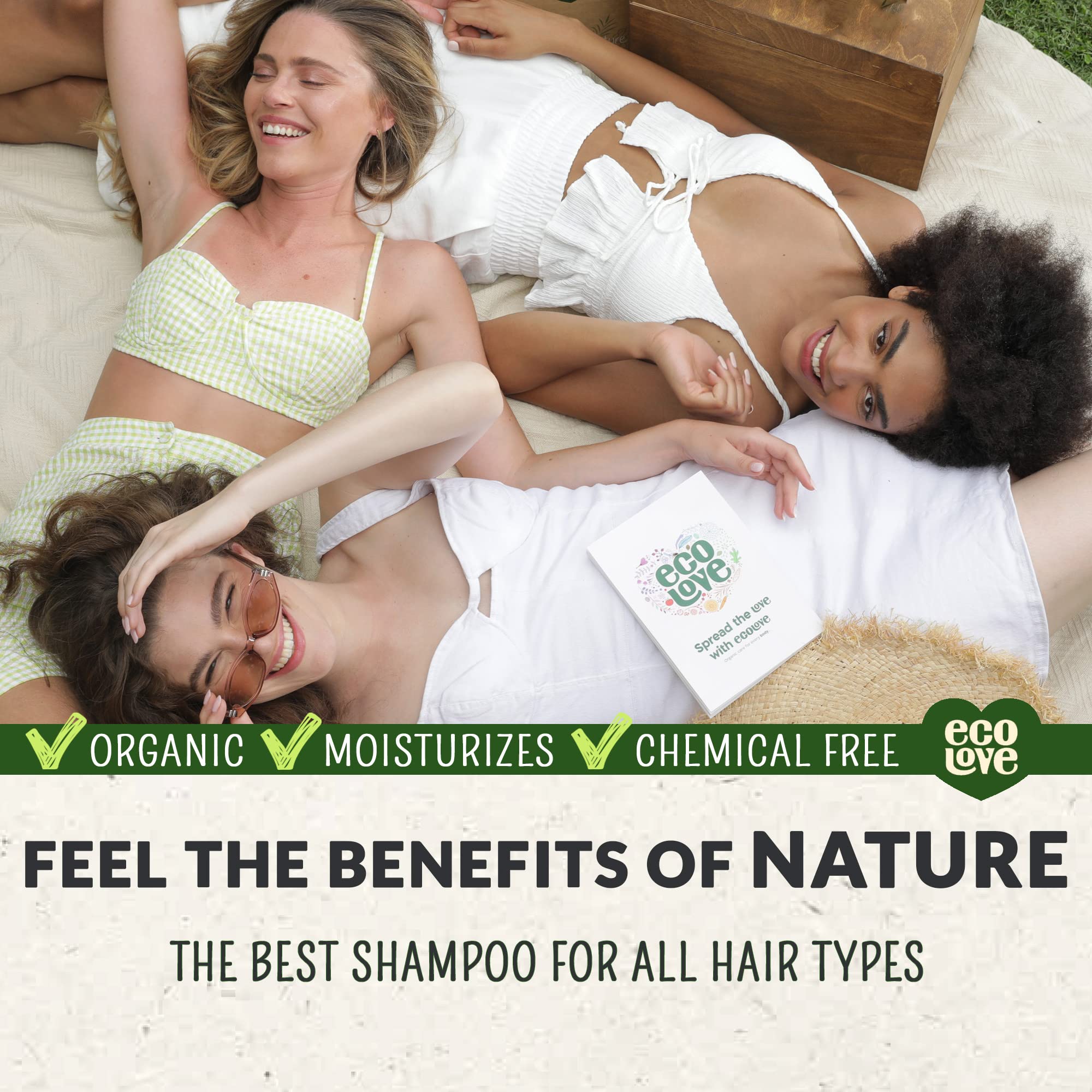 ecoLove Shampoing : herbes organiques épinard et persil donnent fraîcheur et vitalité.
