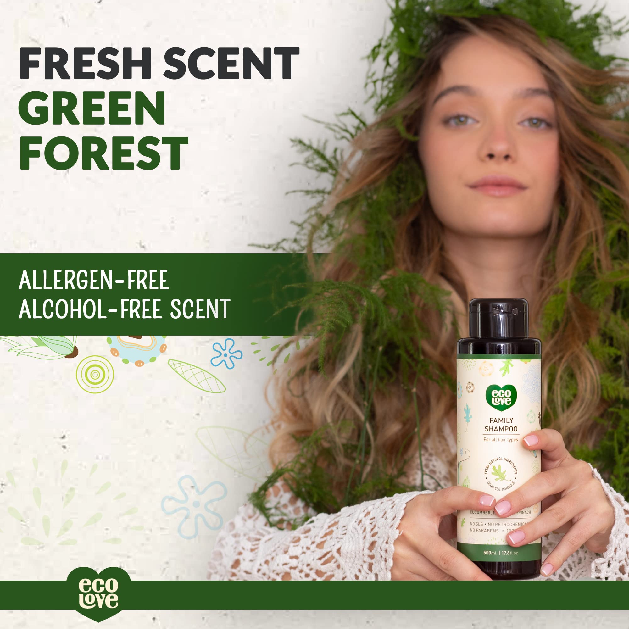 ecoLove Shampoing : usage familial sûr pour femmes, hommes et enfants à partir de 6 mois.