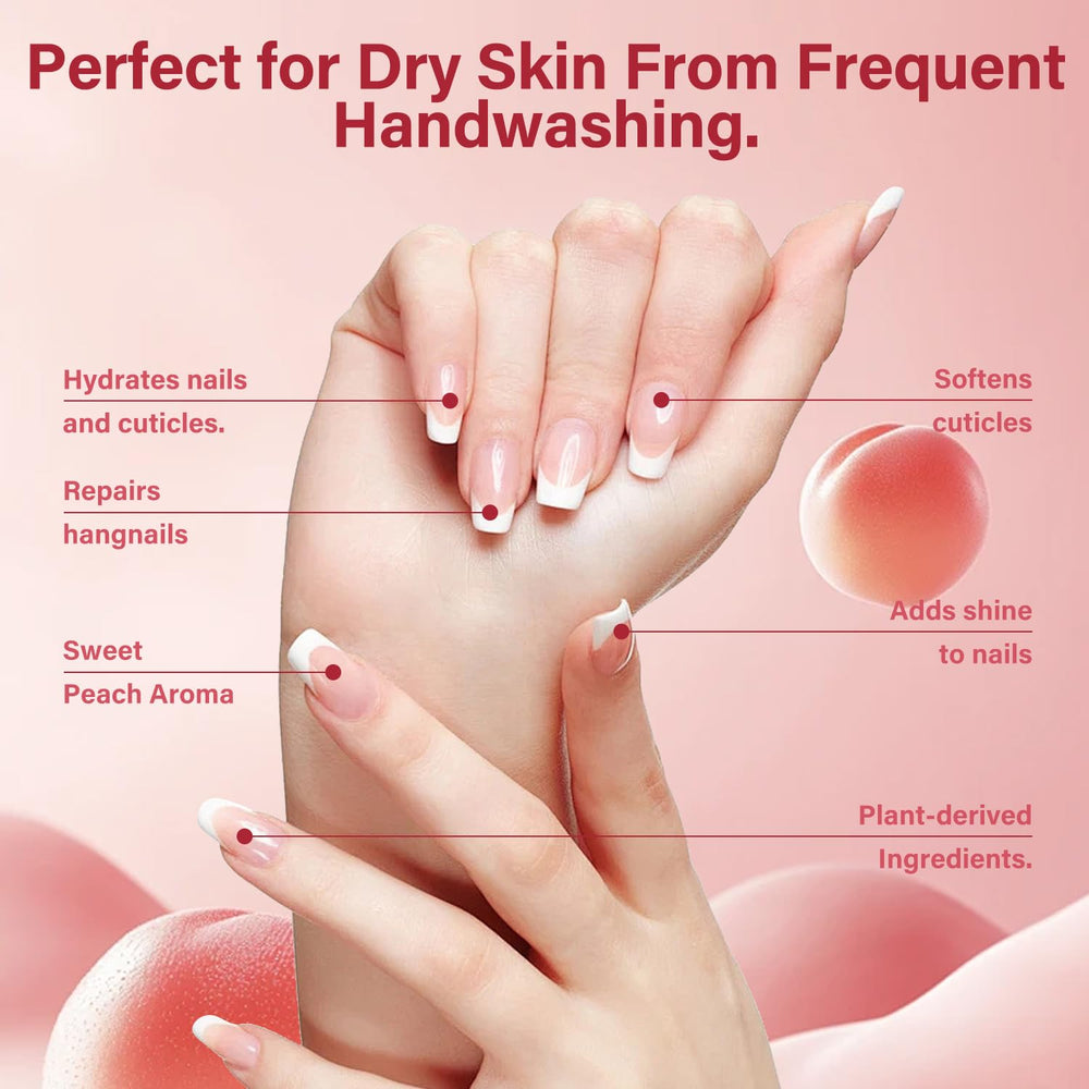 Econail huile-cuticule jojoba-peche, hydratation sensorielle et parfum doux.