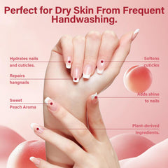 Econail huile-cuticule jojoba-peche, hydratation sensorielle et parfum doux.