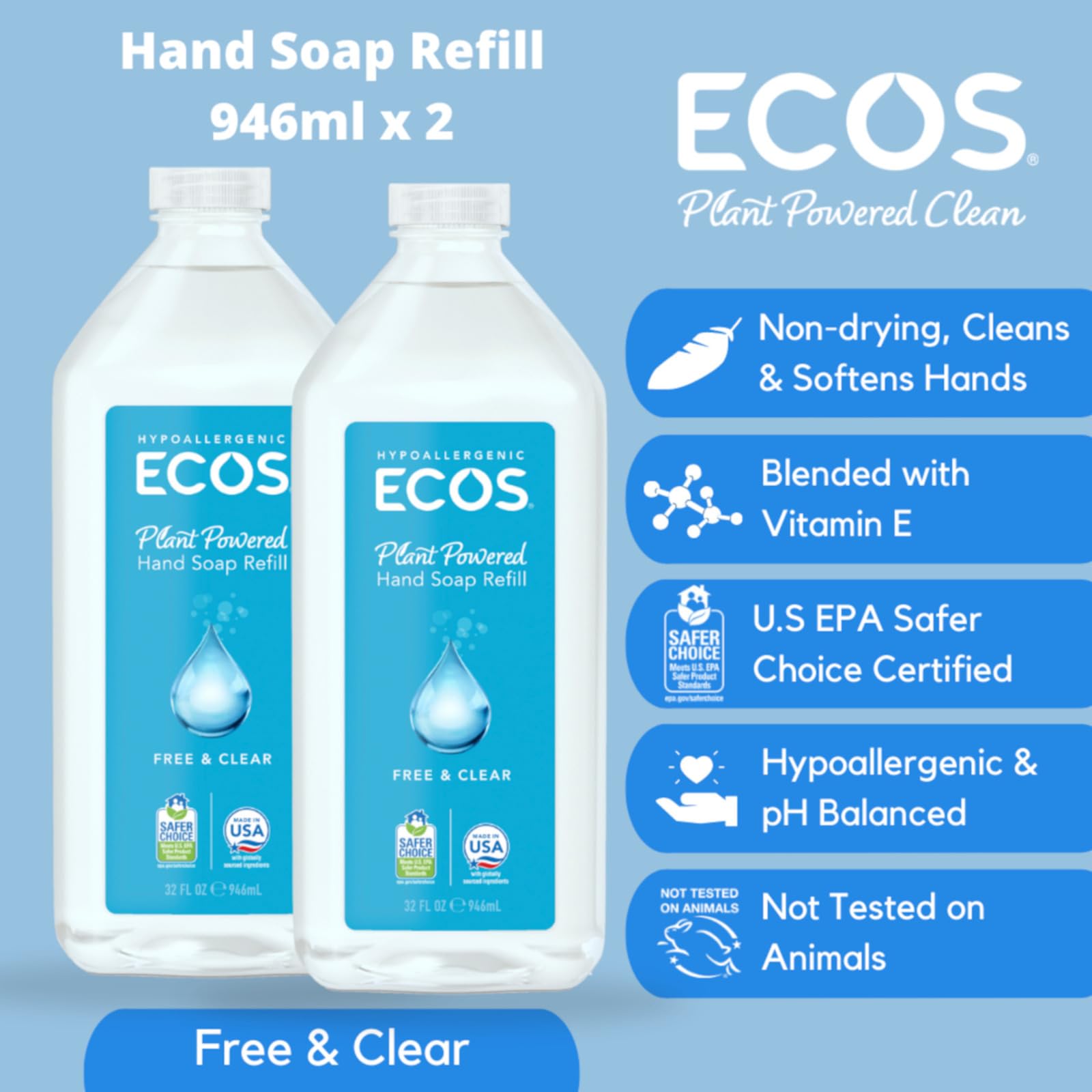 ECOS Certifié sans cruauté et végan: option éthique pour un usage quotidien.