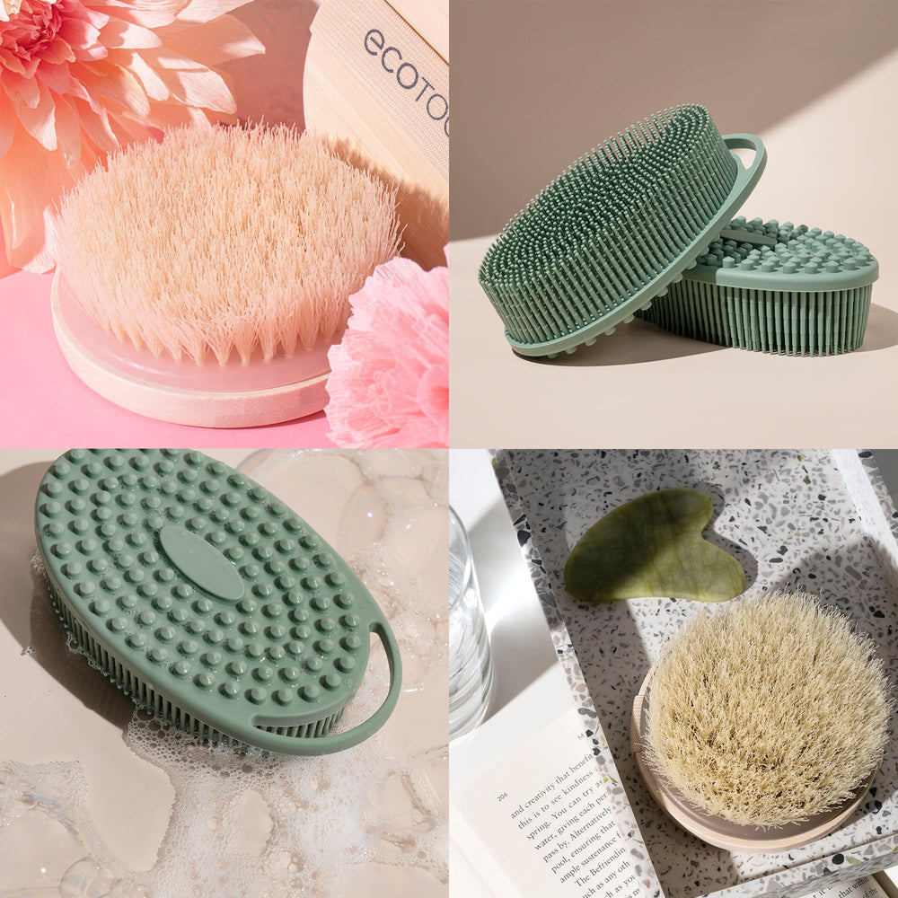 Brosse compacte EcoTools idéale pour les voyages et les déplacements.
