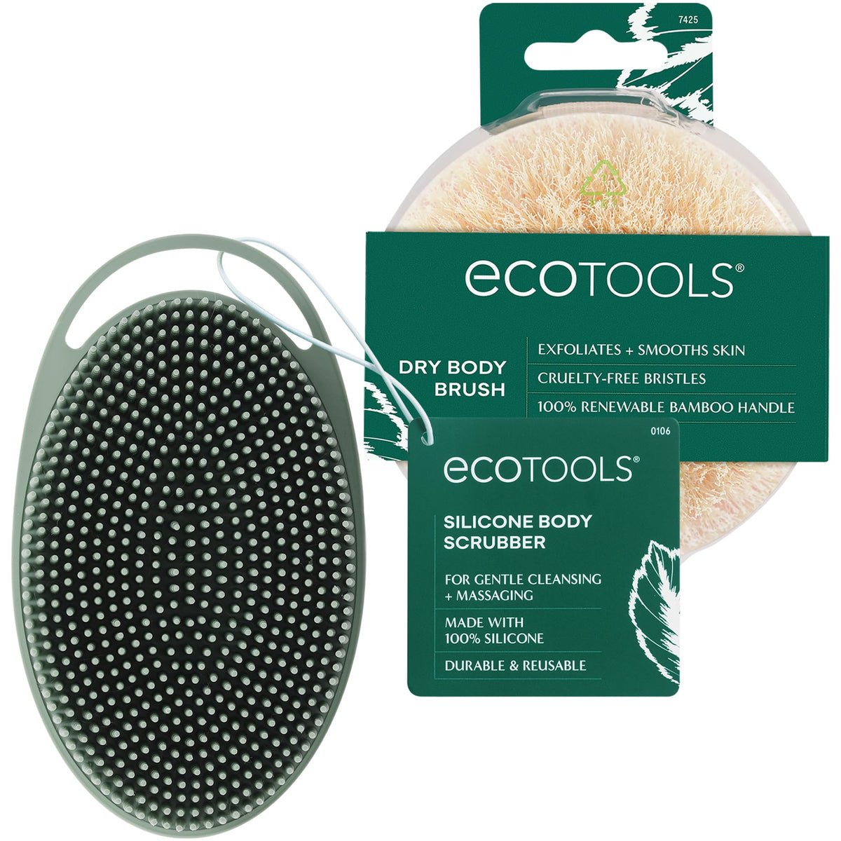 Brosse EcoTools pour le corps sèche stimule la circulation et exfolie en douceur.