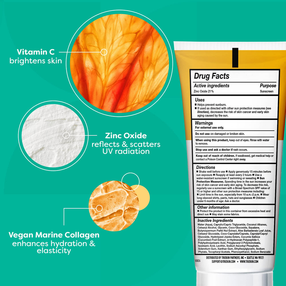 TruSkin avec vitamine C et collagène végétal pour l éclat du teint.