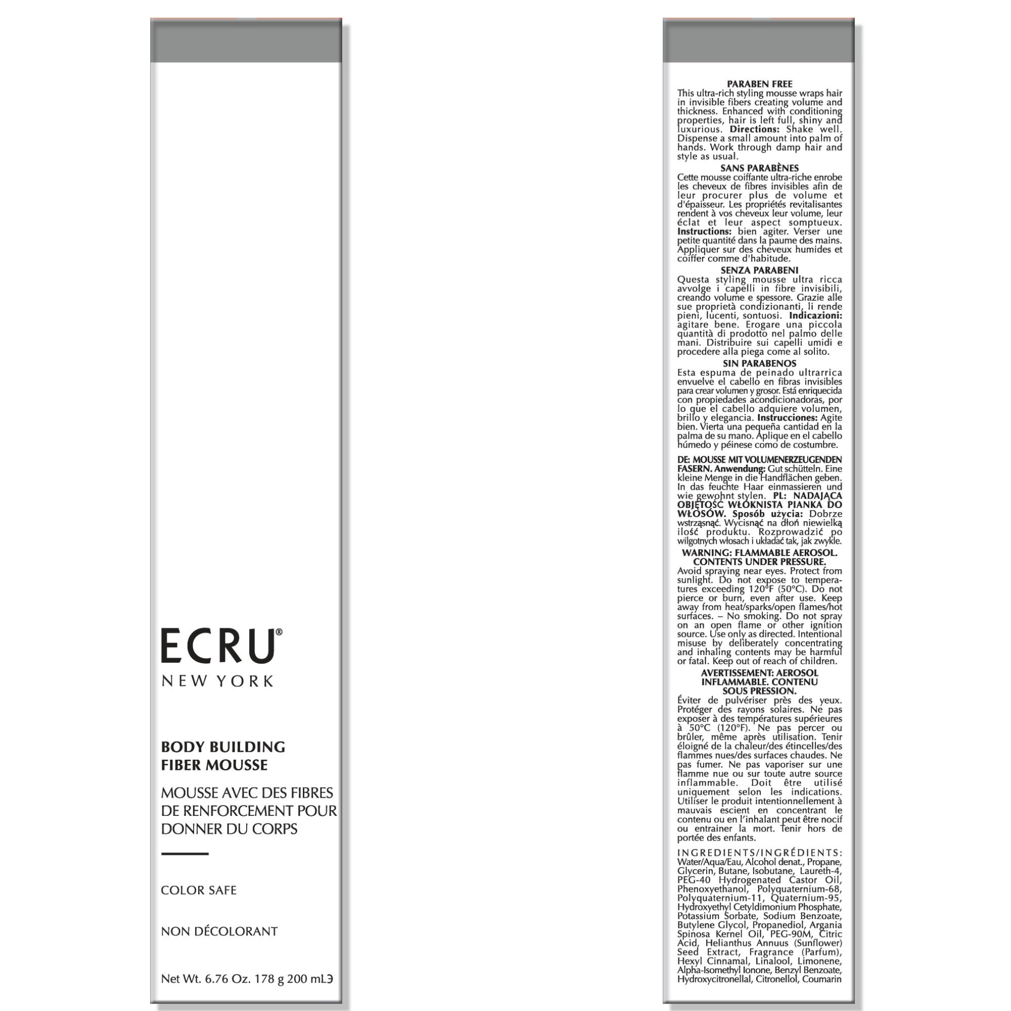 Éthique Cruauté animale non impliquée avec ECRU New York Body Building Fiber Mousse.