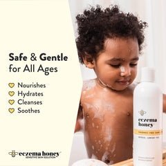 ECZEMA HONEY bath bubbles illustrate a gentle, moisturizing foam for bath or shower