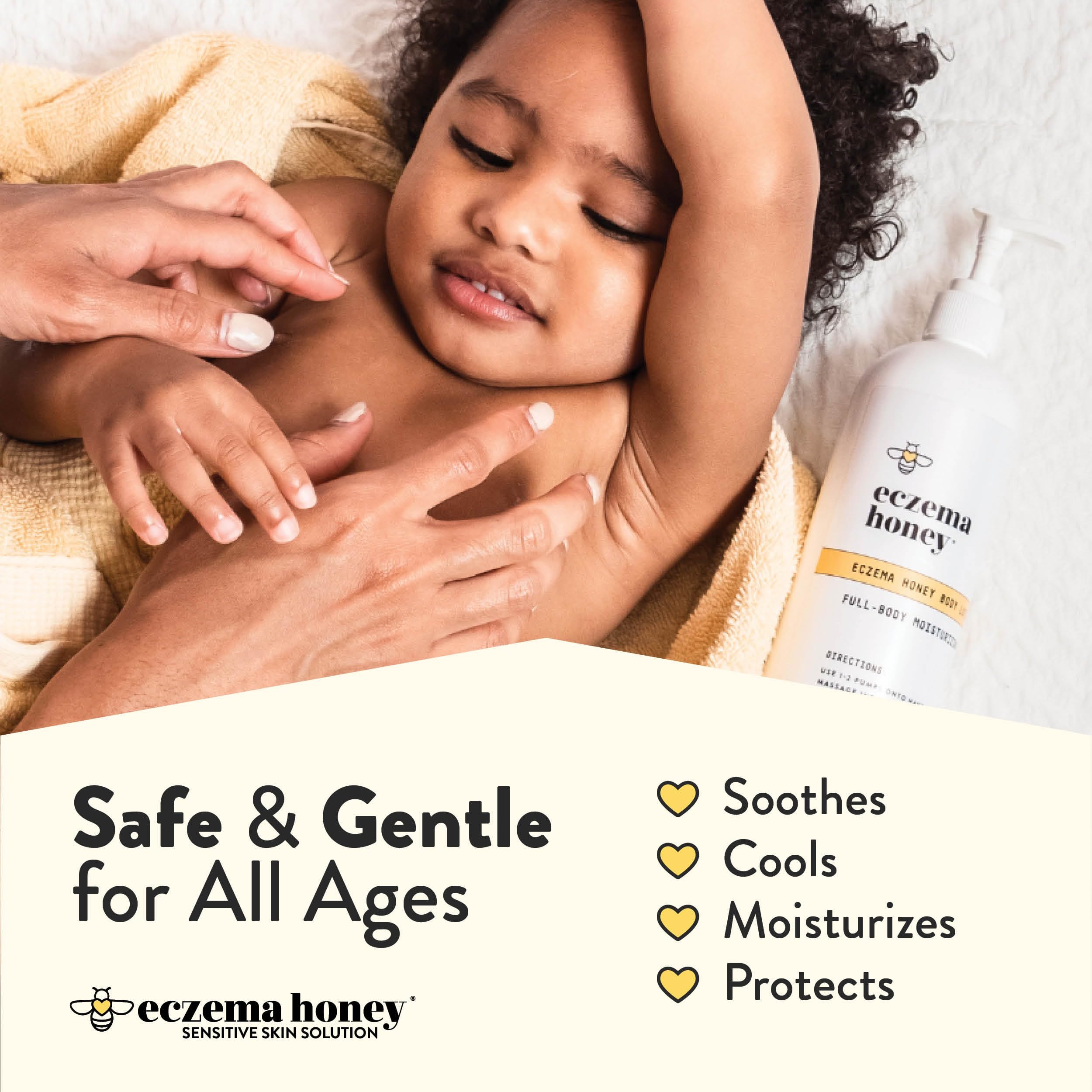 ECZEMA HONEY Ingrédients naturels pour une peau respectée et douce.