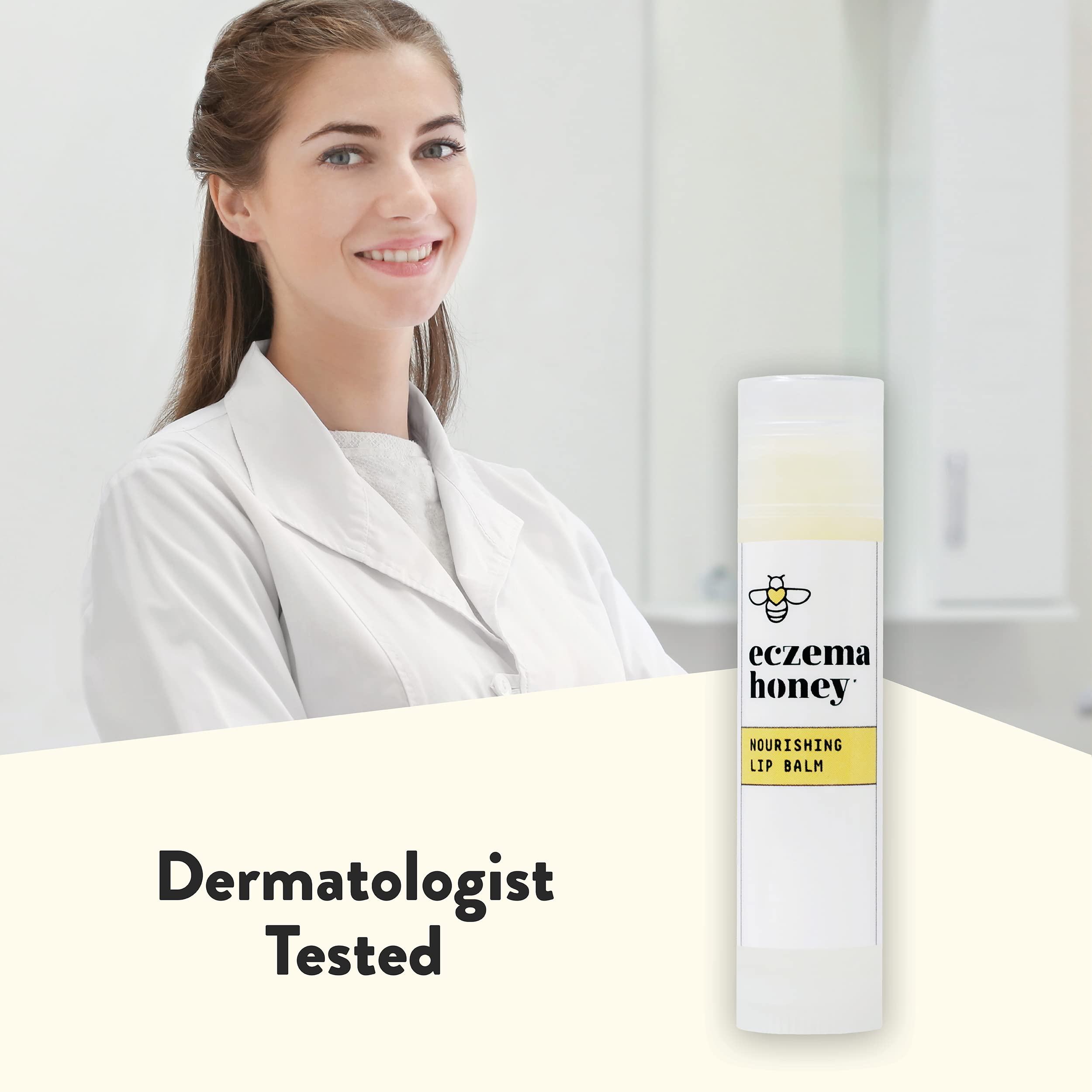 Usage quotidien avec ECZEMA HONEY pour lèvres sensibles et hydratation durable.