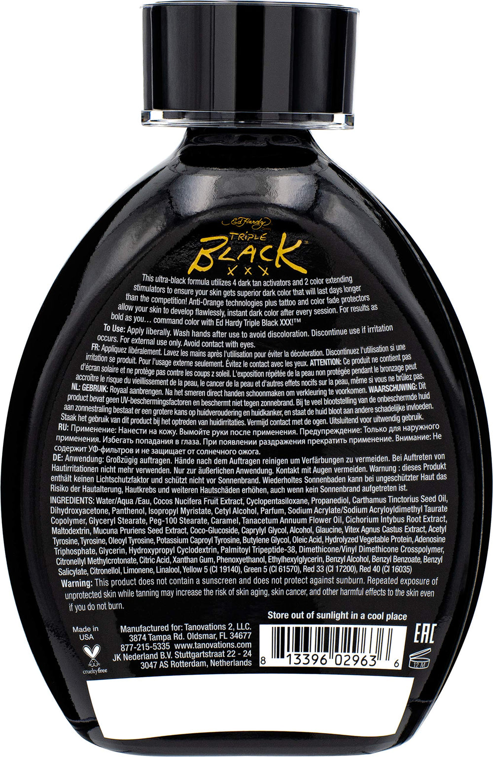 Application facile de ED HARDY Black XXX Lotion pour un bronzage uniforme