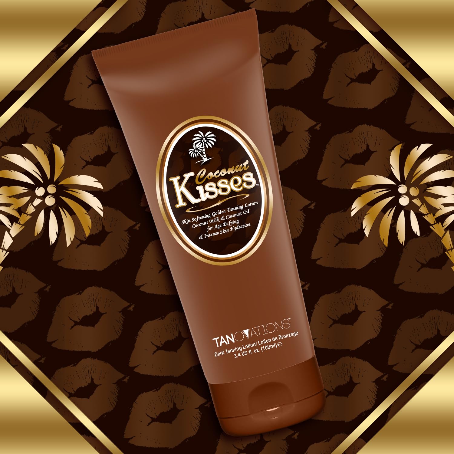 ED HARDY Coconut Kisses Golden Lotion, texture satinée offrant hydratation et éclat doré.