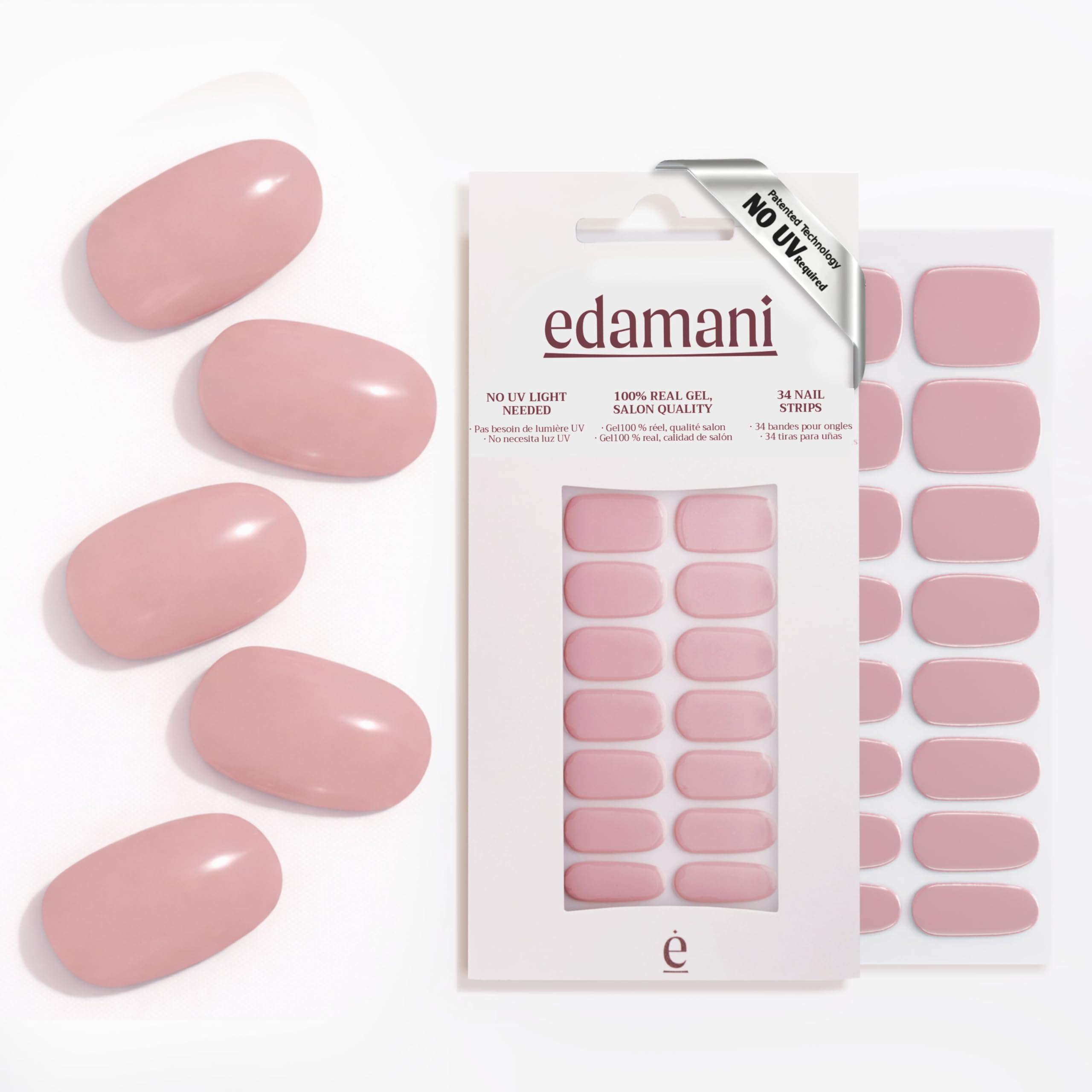 edamani Hailey gel nail strips close-up with glossy, fully cured finish