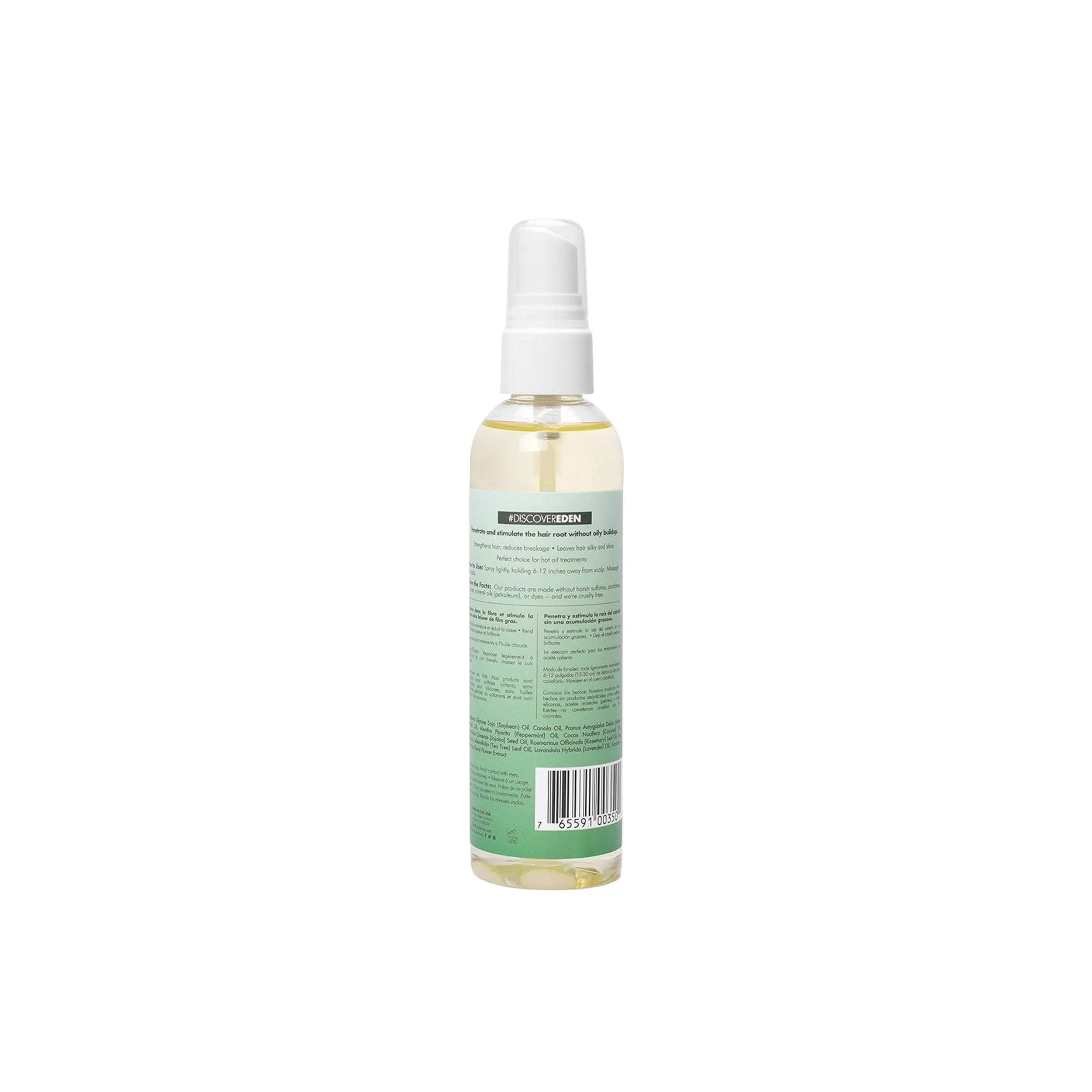 EDEN BodyWorks huile-cheveux menthe-utilisation-polyvalente convient comme soin sans rinçage ou pré-shampooing.