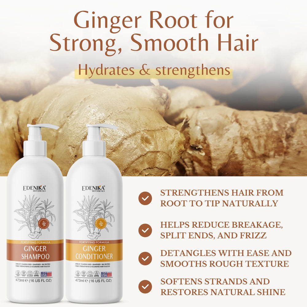 EDENIKA BOTANICALS Après-Shampoing Gingembre – tube pratique pour démêler et adoucir les cheveux