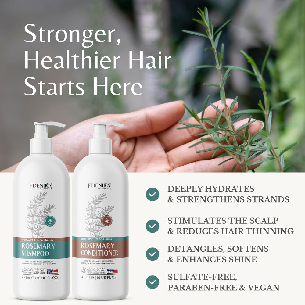 EDENIKA BOTANICALS Après-shampoing romarin en bouteille pour démêlage facile.