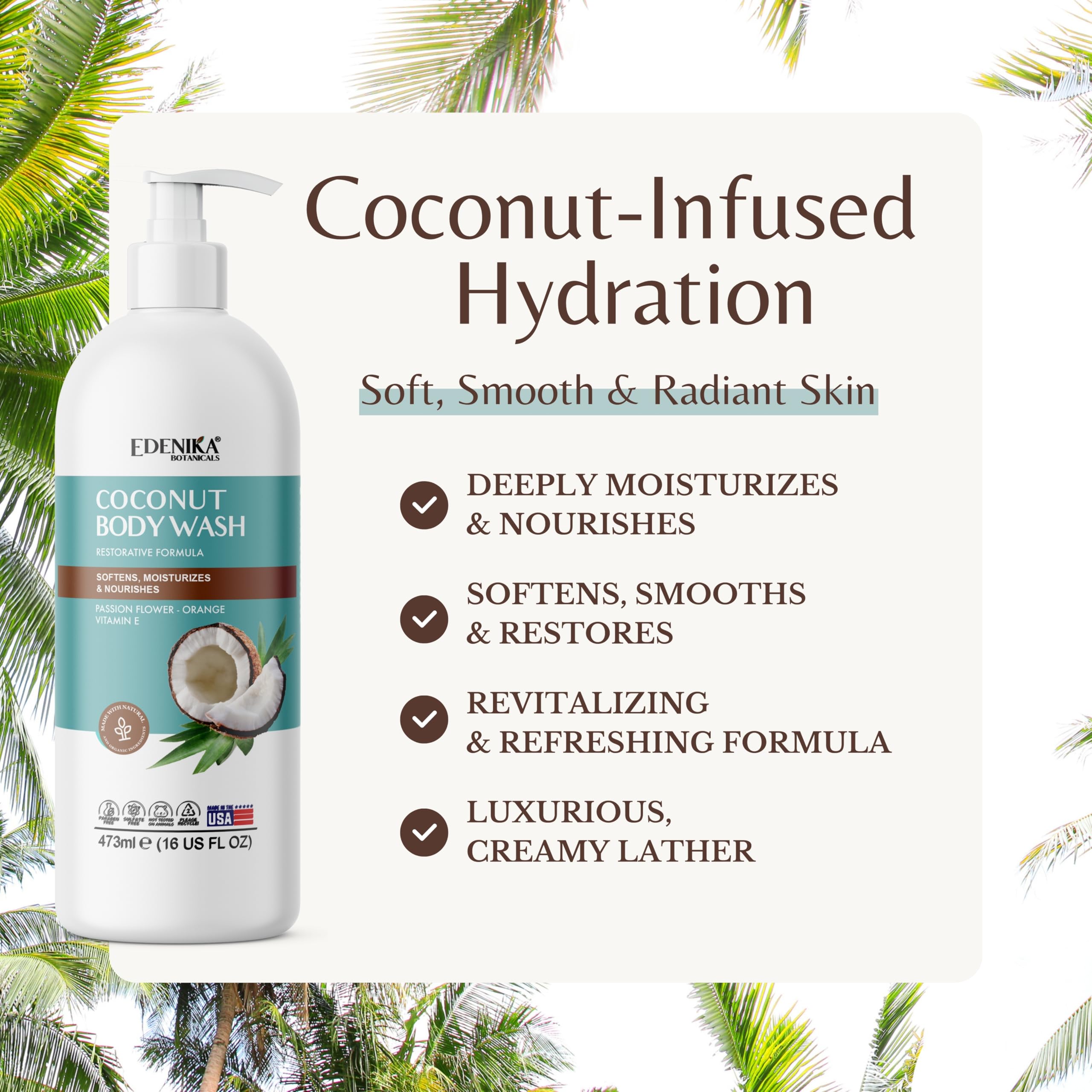 EDENIKA BOTANICALS mousse coco-douce: mousse généreuse pour peau douce