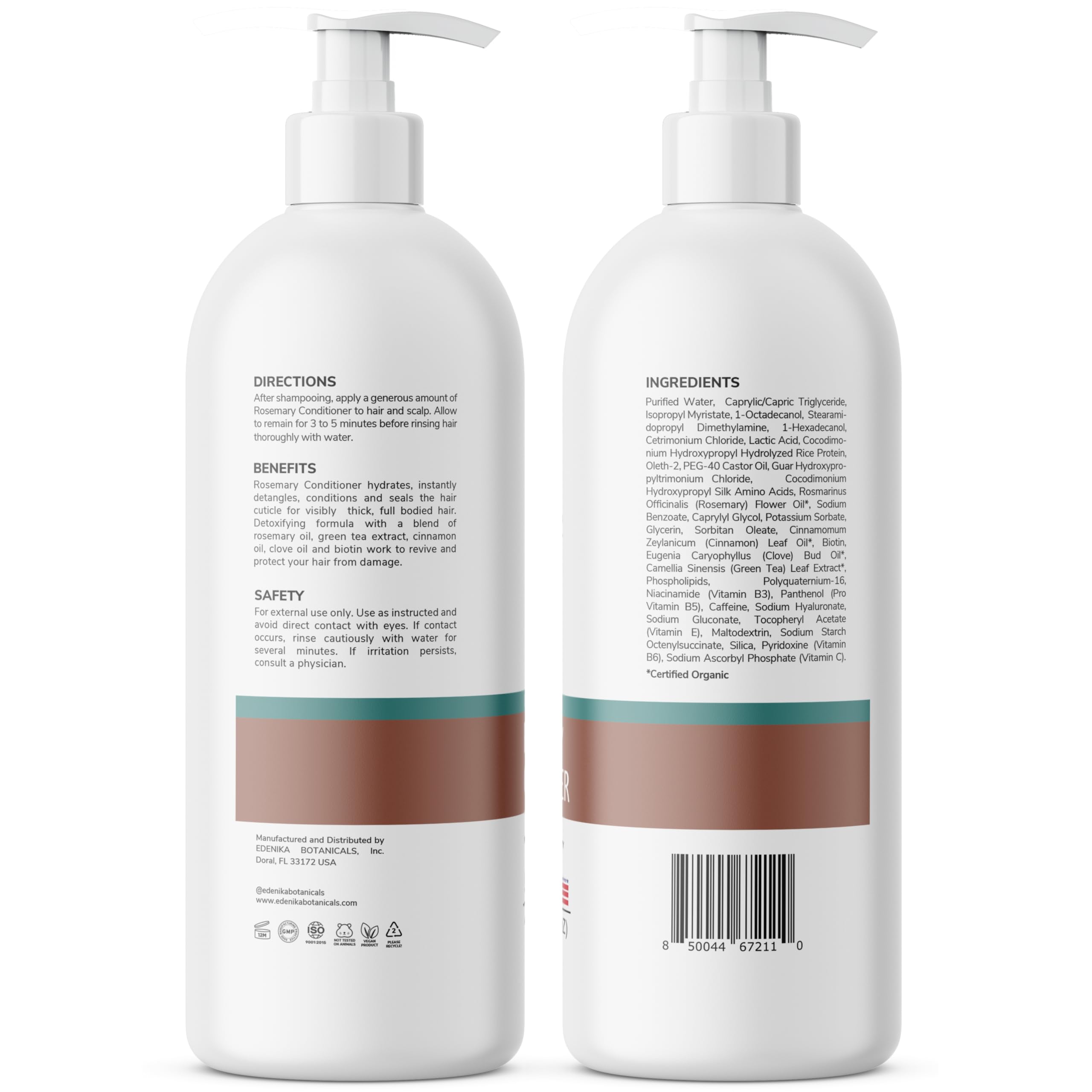 edenika botanicals conditionneur romarin emballage: emballage recyclable et affichage lisible