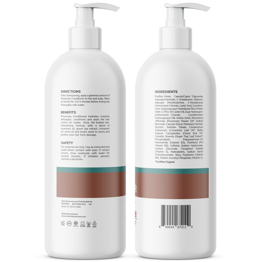 edenika botanicals conditionneur romarin emballage: emballage recyclable et affichage lisible