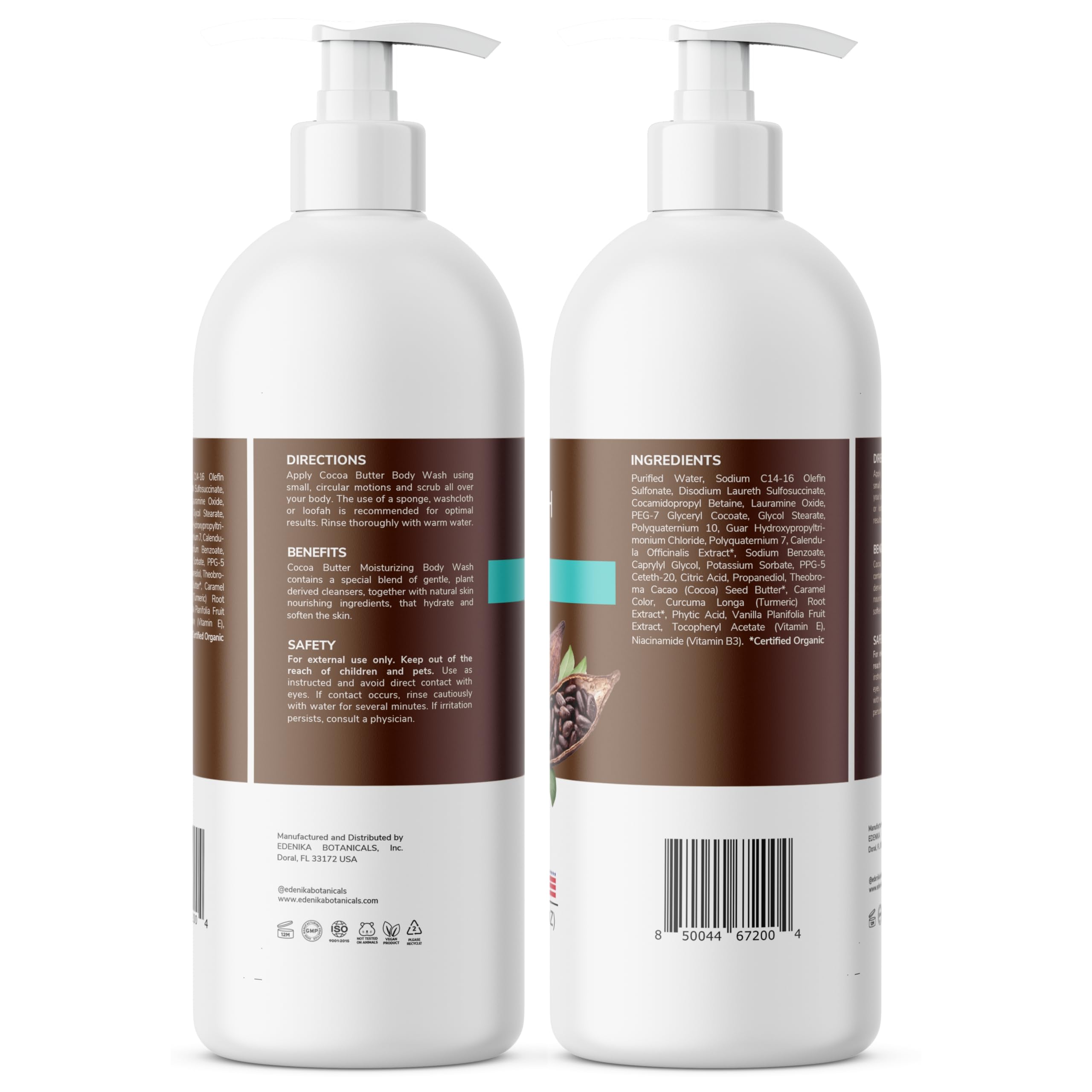 EDENIKA BOTANICALS – parfum chocolaté subtil pour une douche réconfortante.