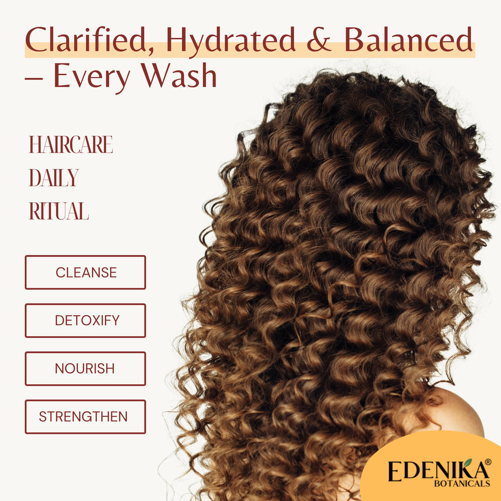 Sans sulfates et sans parabènes, EDENIKA BOTANICALS dans une bouteille.
