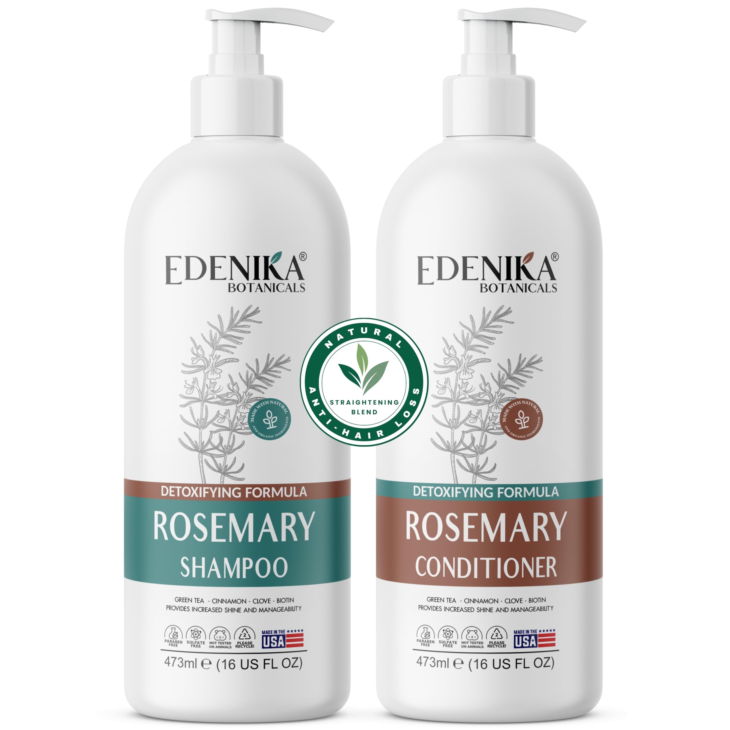 EDENIKA BOTANICALS Shampoing romarin en bouteille pour cheveux forts et nourris.