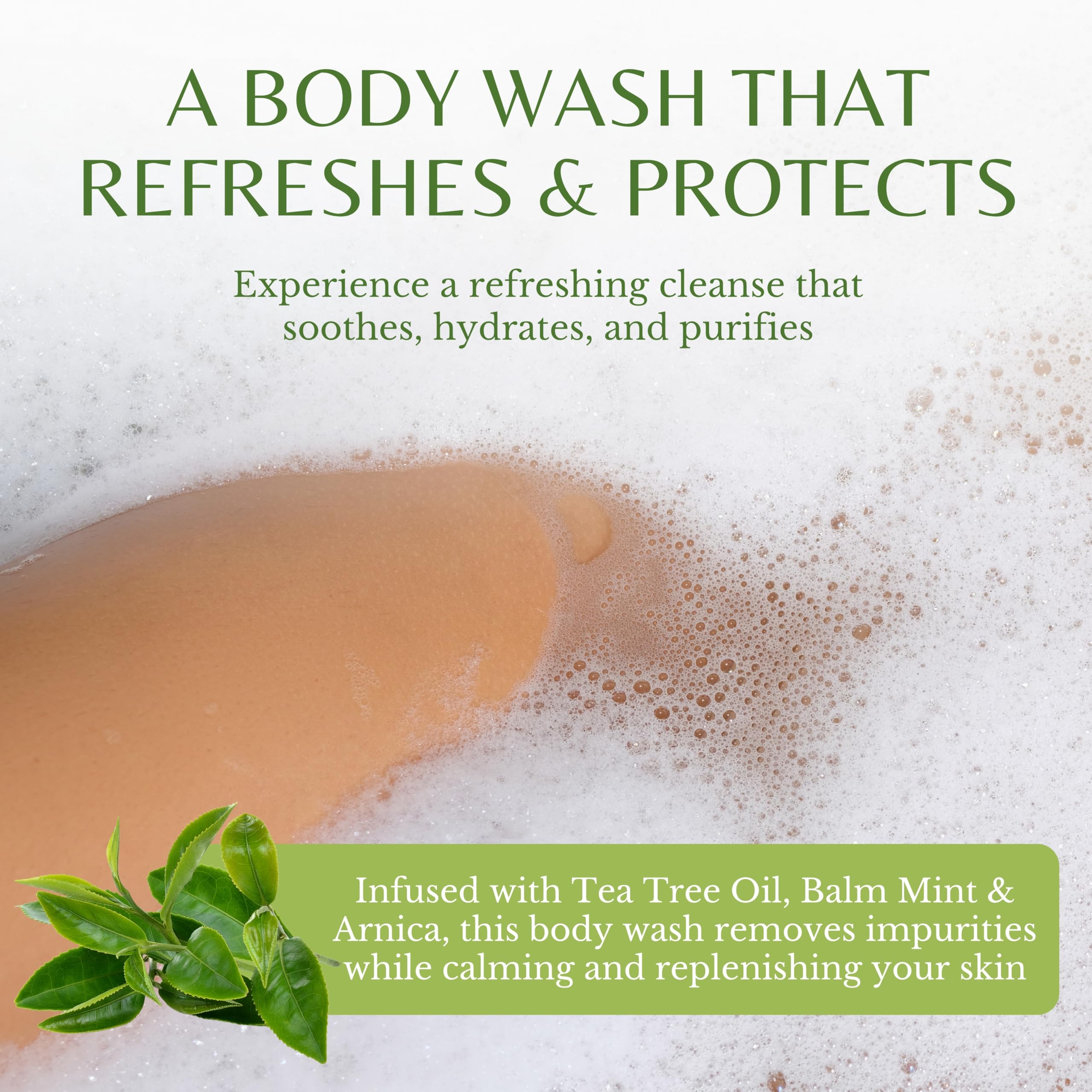 EDENIKA BOTANICALS Tea Tree Oil Body Wash lather shows rich, gentle cleansing foam.