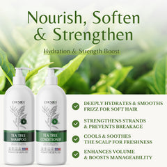 EDENIKA BOTANICALS Shampooing Tea Tree—flacon verso, composition naturelle sans sulfates