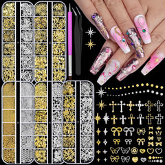 Charms ongles editTime 3D croix et étoile pour un style nail art moderne