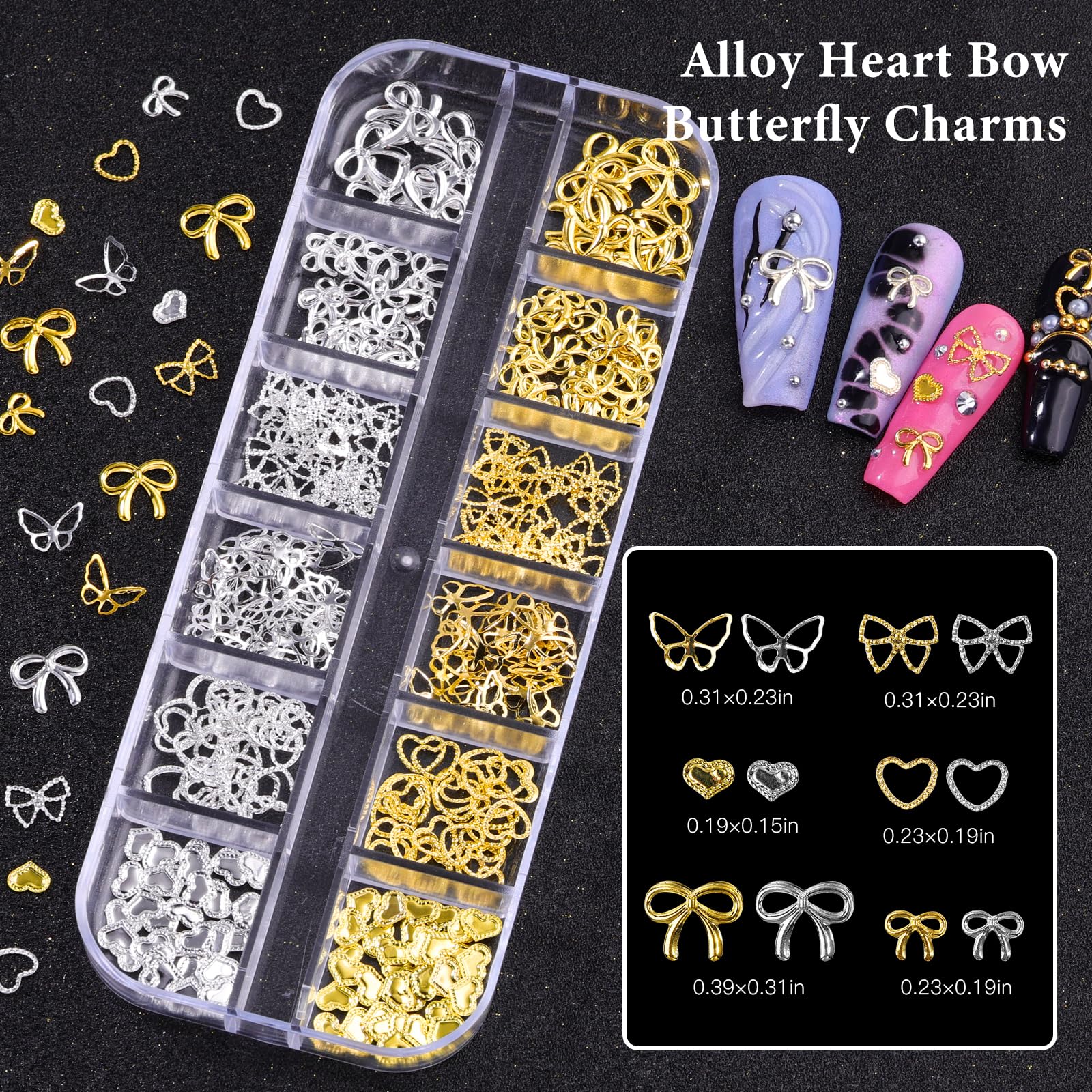 Charm cœur papillon pour ongles editTime ajoutant un motif délicat