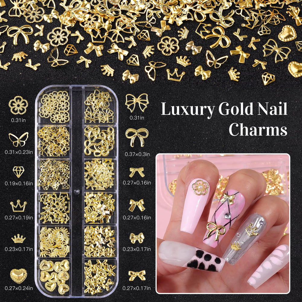 Charms ongles editTime couronne et bijoux dorés pour une touche élégante