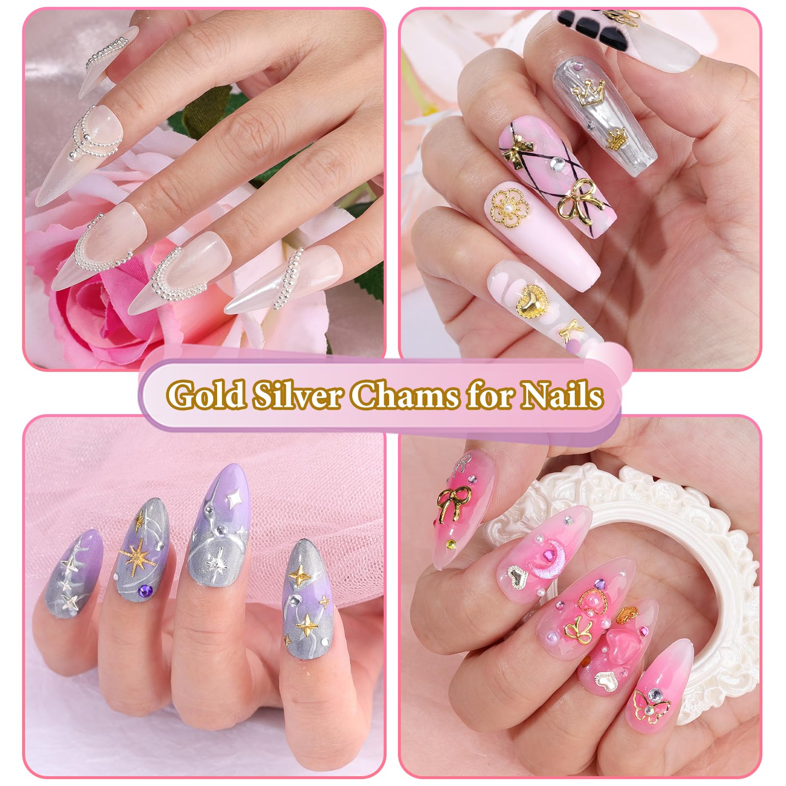 Charms ongles editTime doré et argenté pour un style élégant