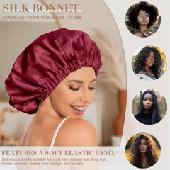 Bonnet satin Edoneery avec bande elastique ajustable, maintien sans laisser de marques.
