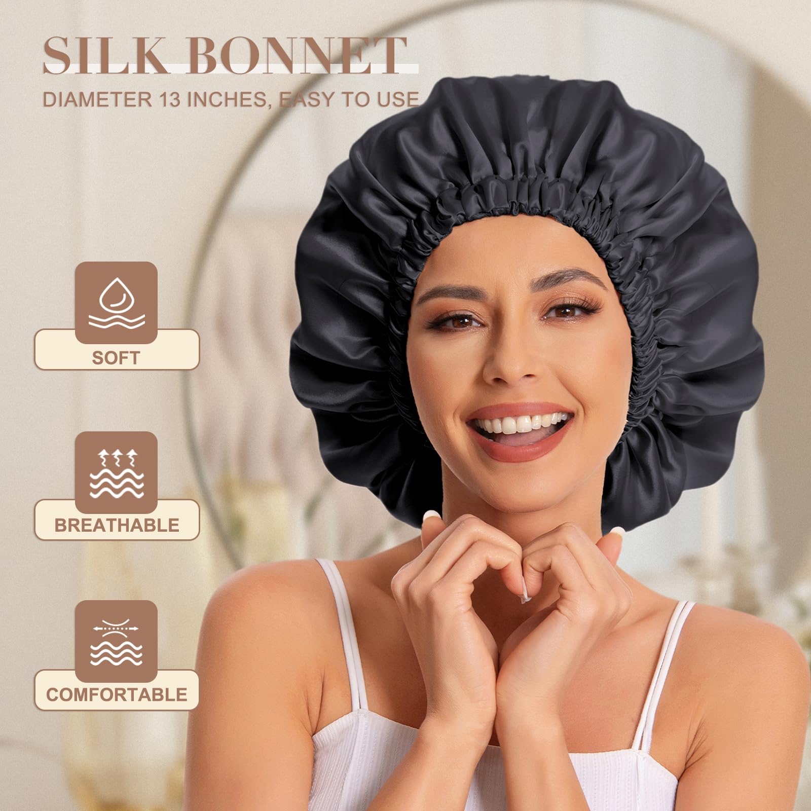 Edoneery bonnet satin double couche, design élégant et protection renforcée.