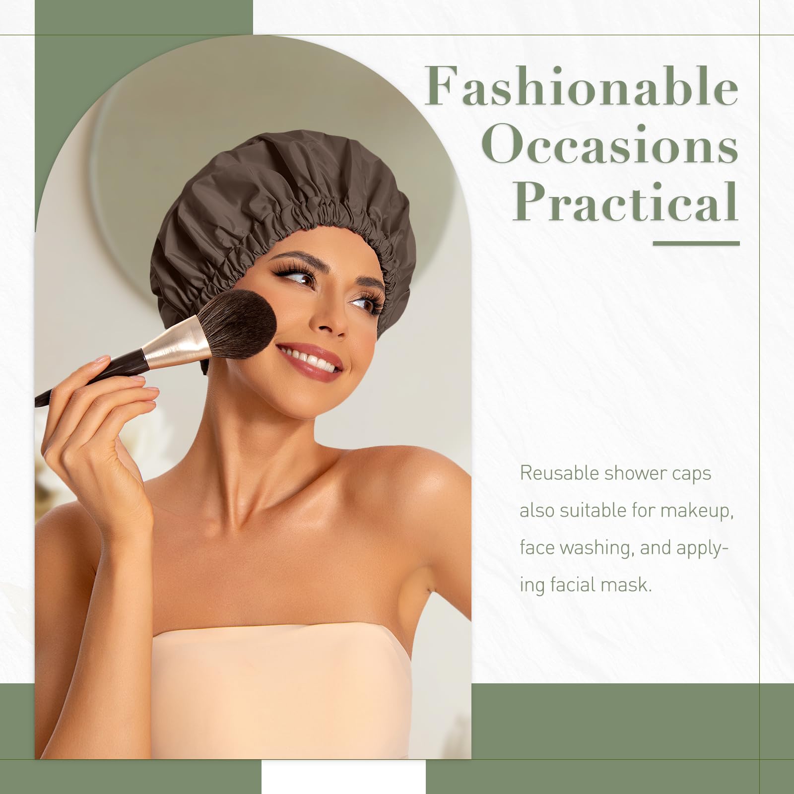 Edoneery cap-douche extensible assure un maintien sûr sans glissement pour cheveux volumineux.