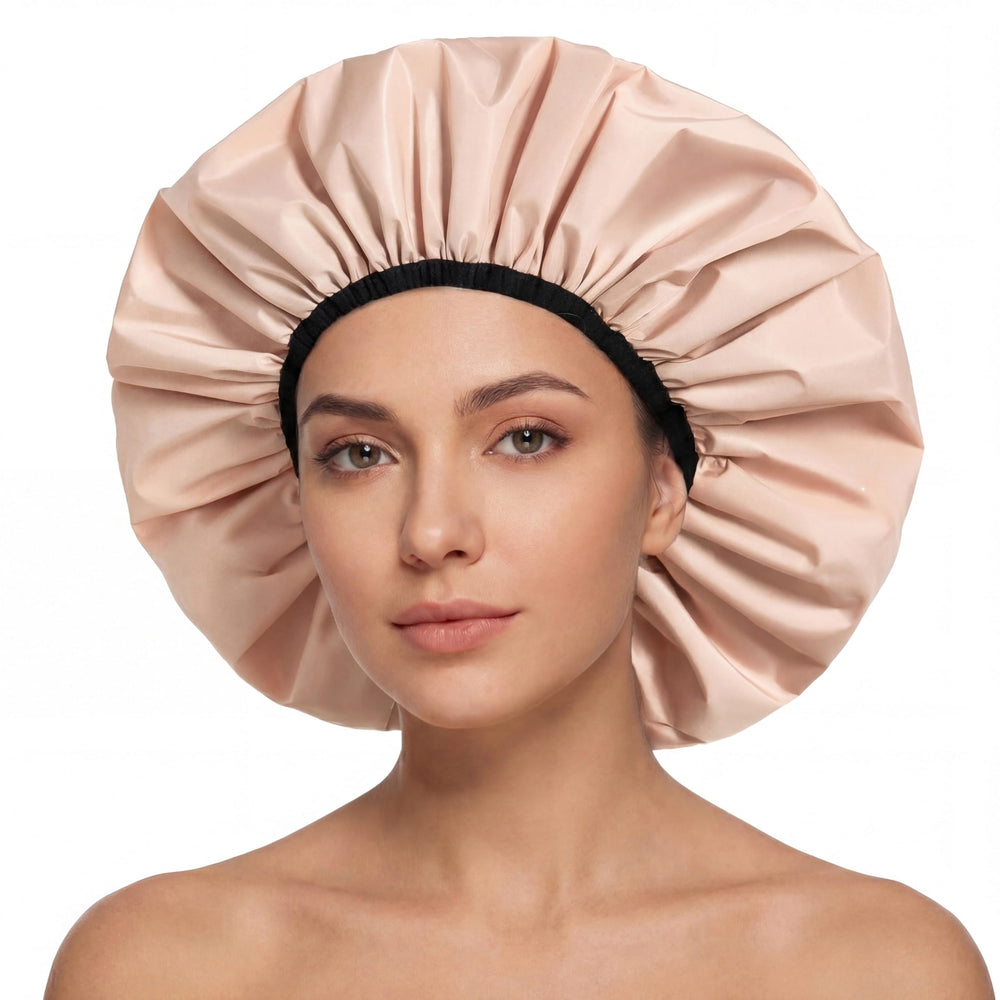 Edoneery cap-douche extra-large protège les cheveux pendant la douche.