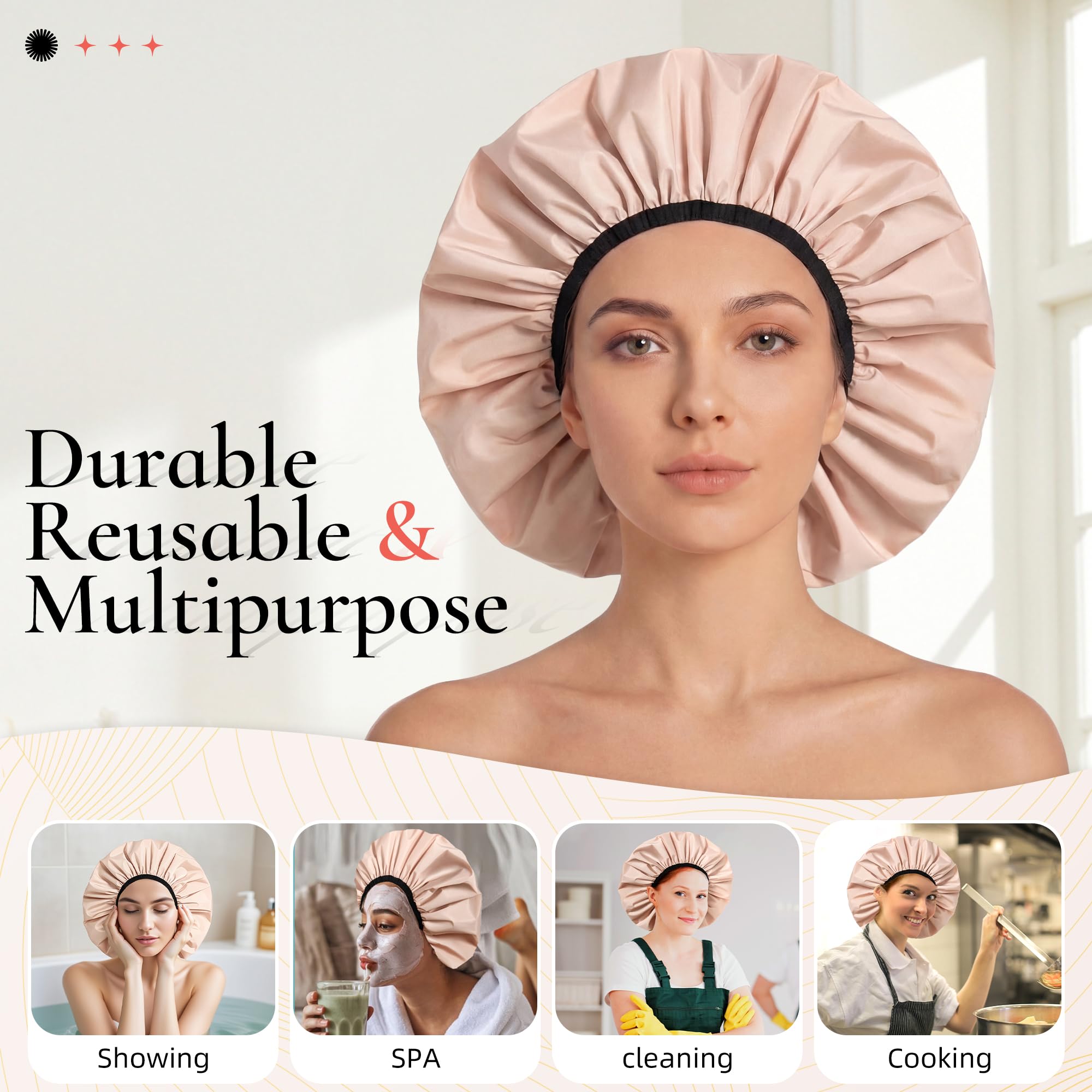 Edoneery cap-douche pour cheveux longs et tresses, idéal pour tous les styles.