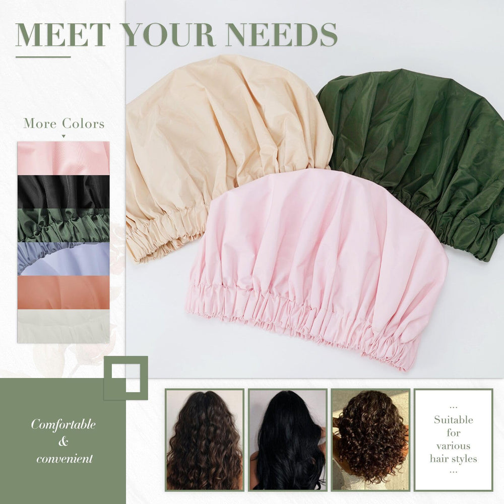 Edoneery chapeau-douche cheveux longs rose noir, convient aux cheveux volumineux.