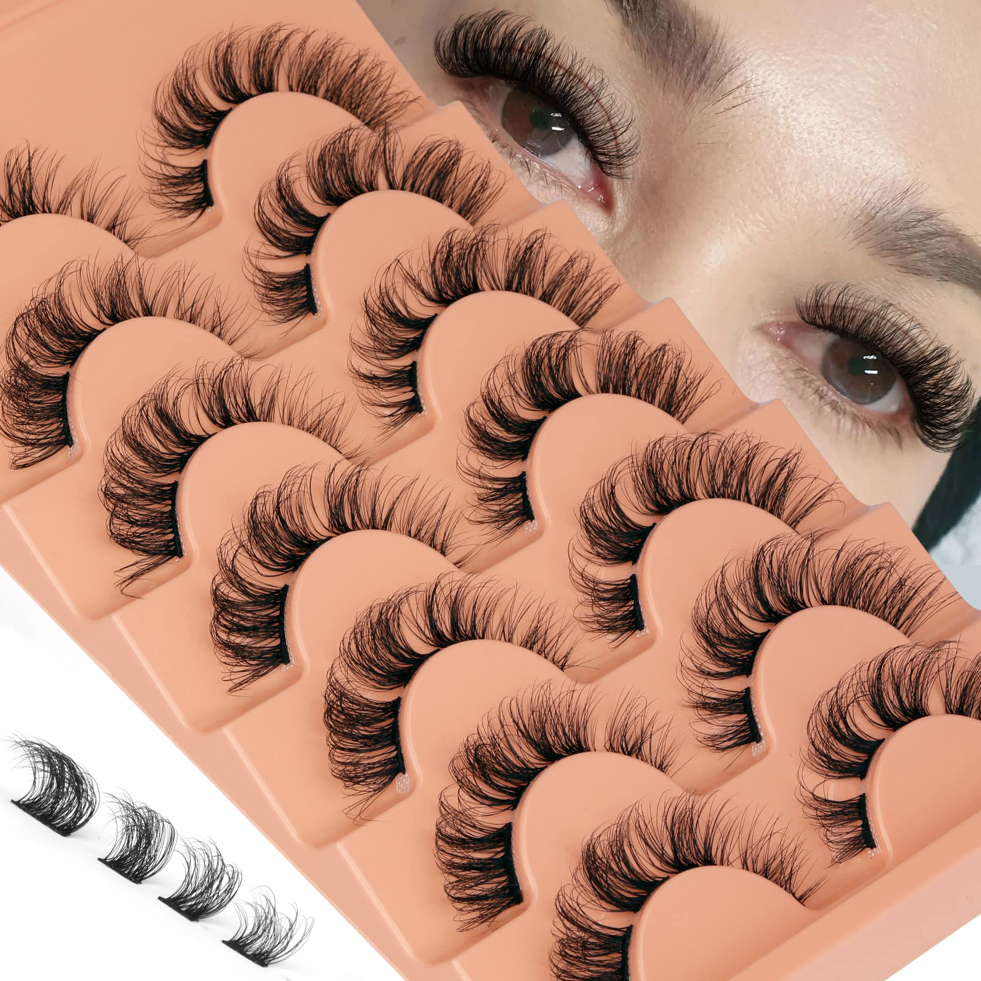Eefofnn cils en grappe D-Curl naturels pour un regard doux.