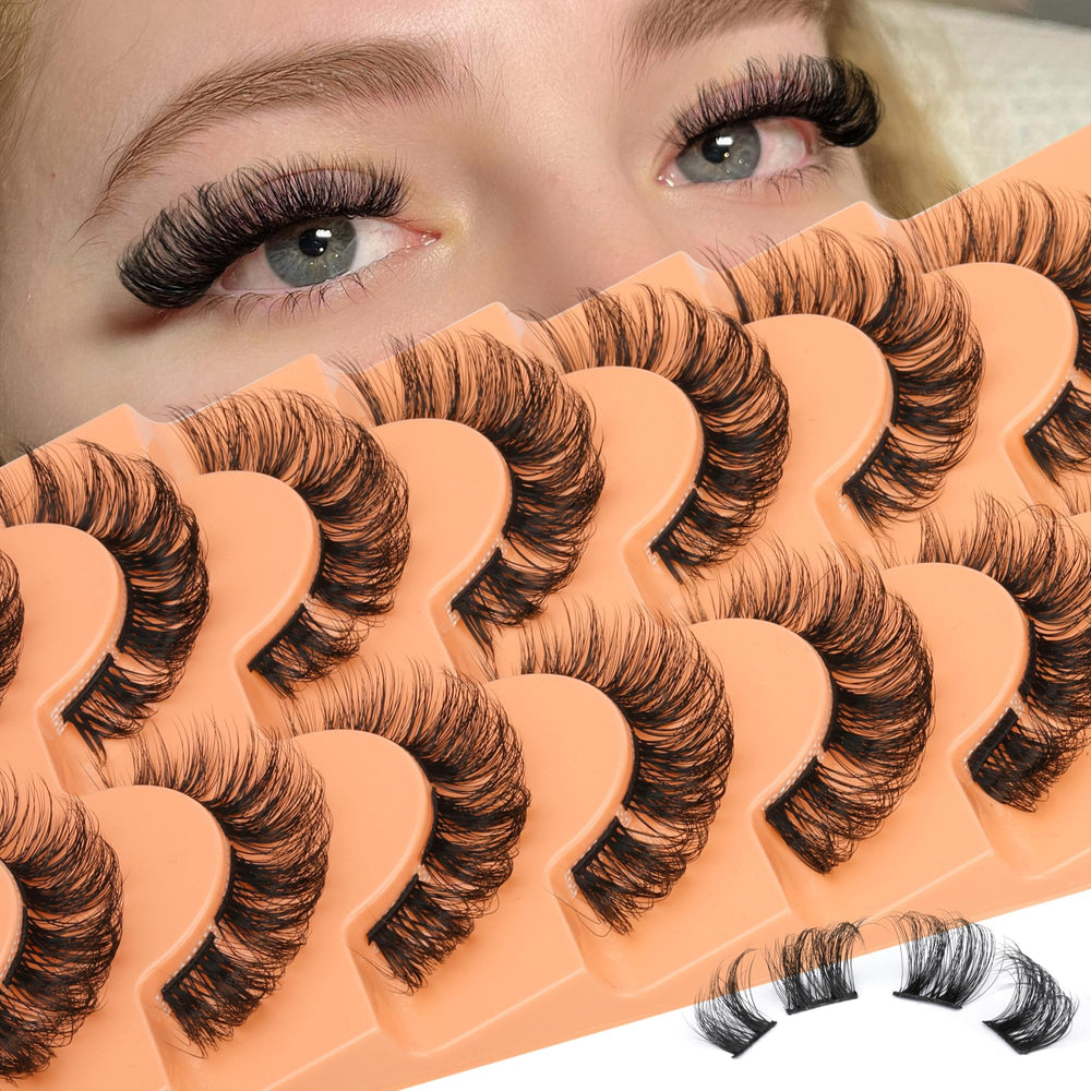Cils Eefofnn en grappes naturels effet plume pour un look subtil et volumineux.